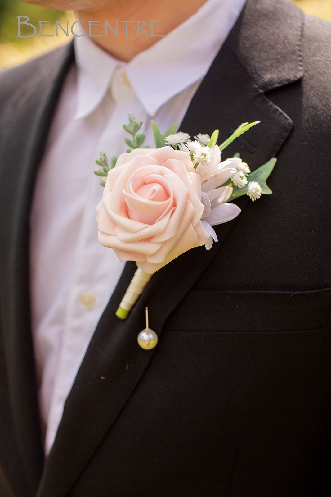 Blush Boutonniere for Men, Pink Prom boutonnieres,Set of 6,Groom and Groomsme…