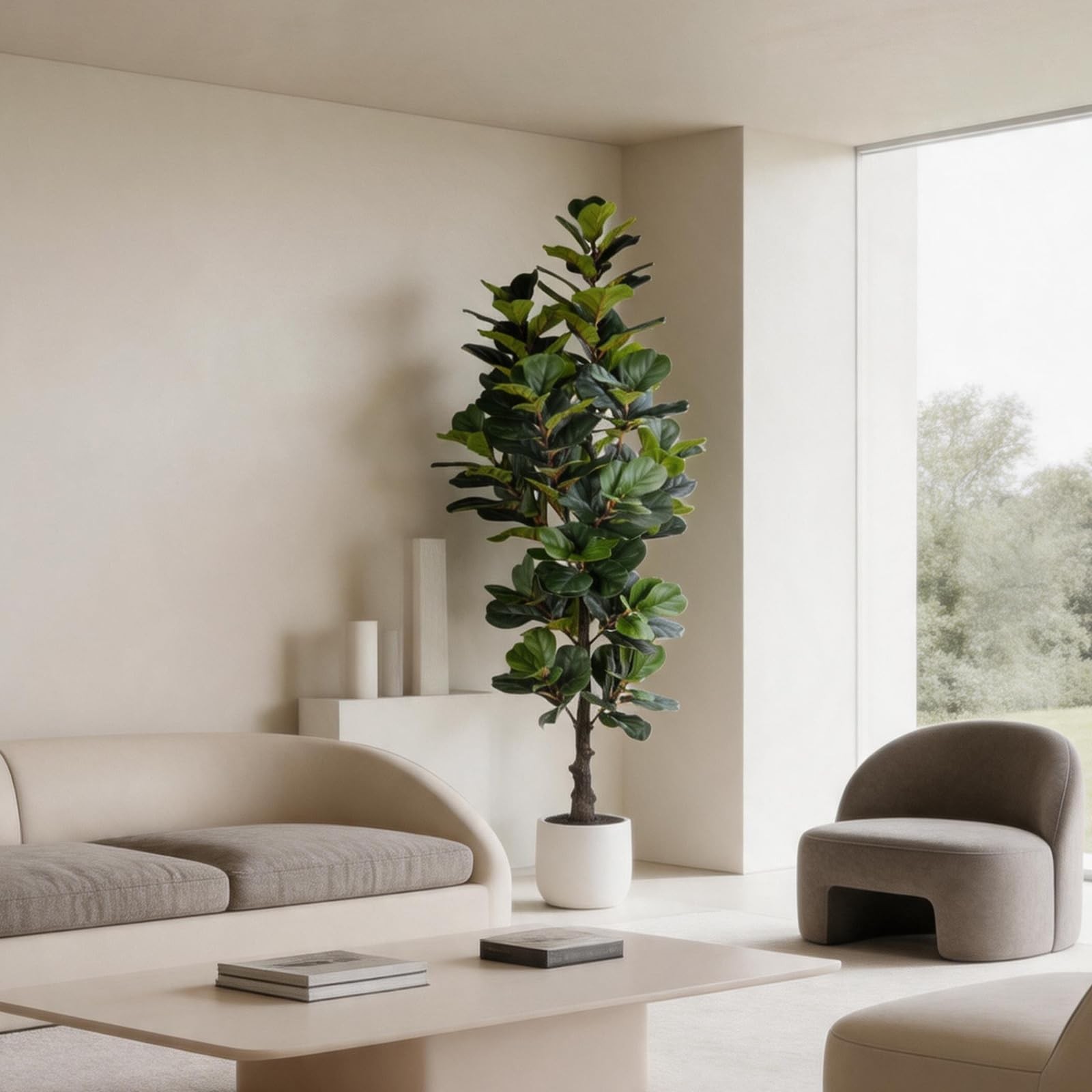 6FT Ultra-Full & Lush Artificial Fiddle Leaf Fig Tree for Home Decor – 171 Li…