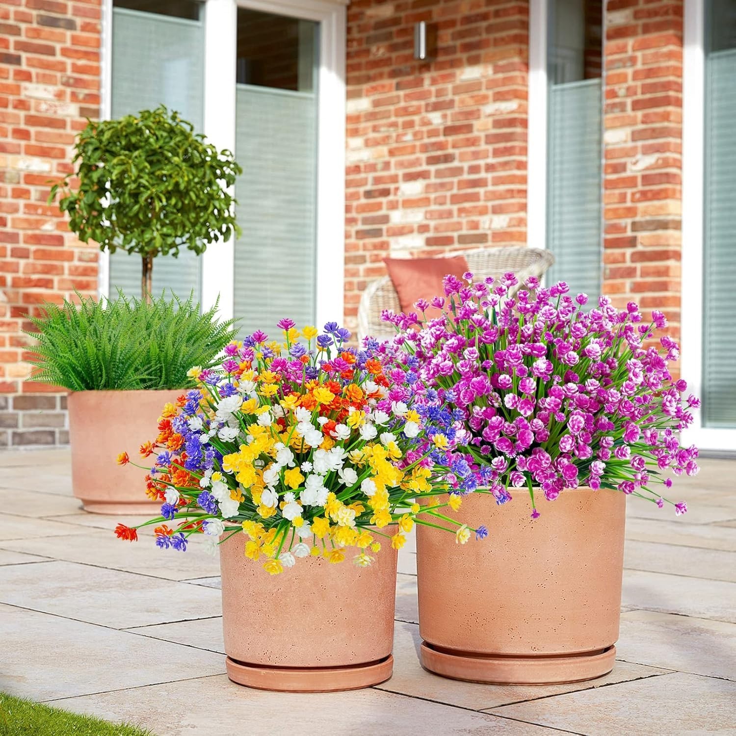 Vibrant Multi-Color Faux Flower Bundles – Perfect for Indoor & Outdoor Spaces