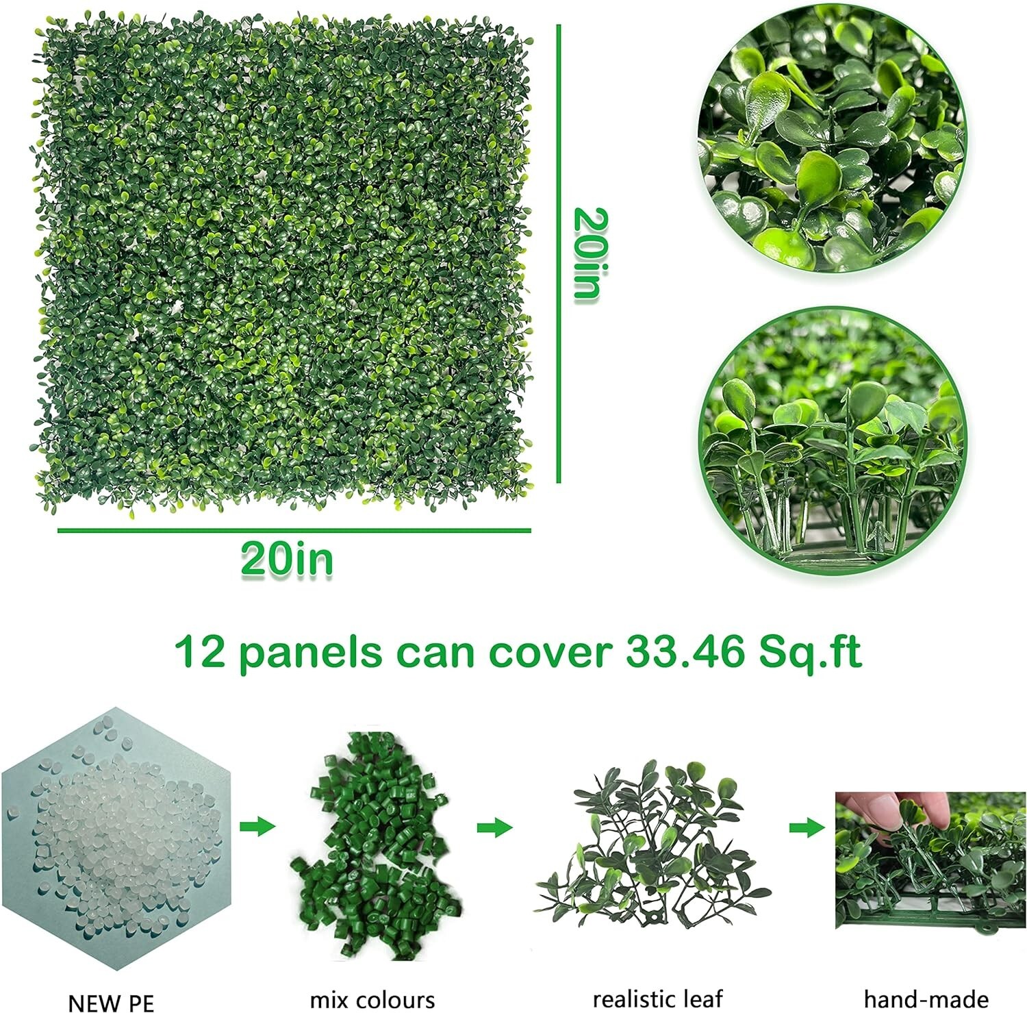 Premium Boxwood Panels – 12 Pack 20″x 20″ – Indoor Privacy & Garden Décor
