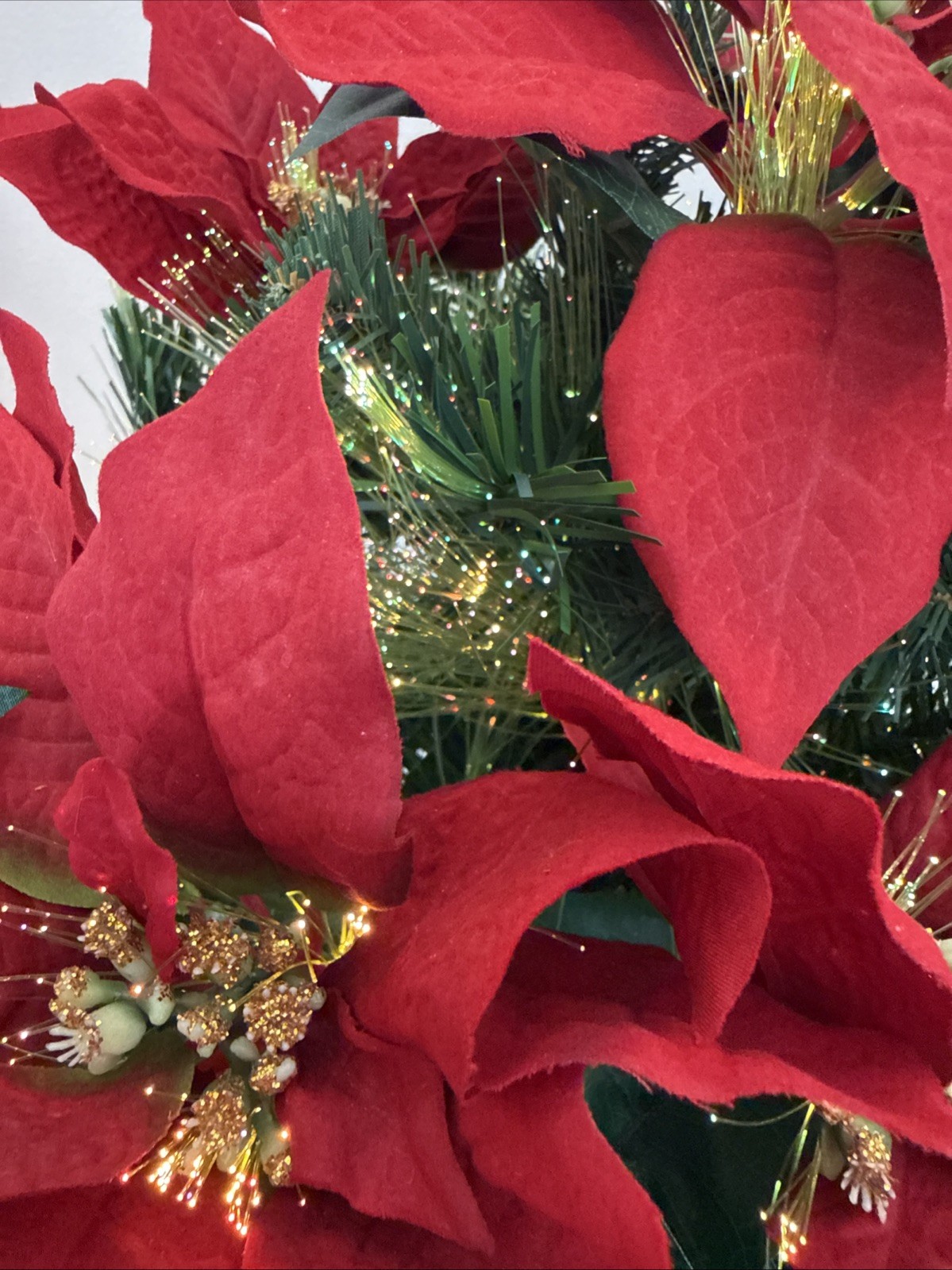 16” Fiber Optic Color Changing Poinsettia Flower Arrangement by Holiday Time