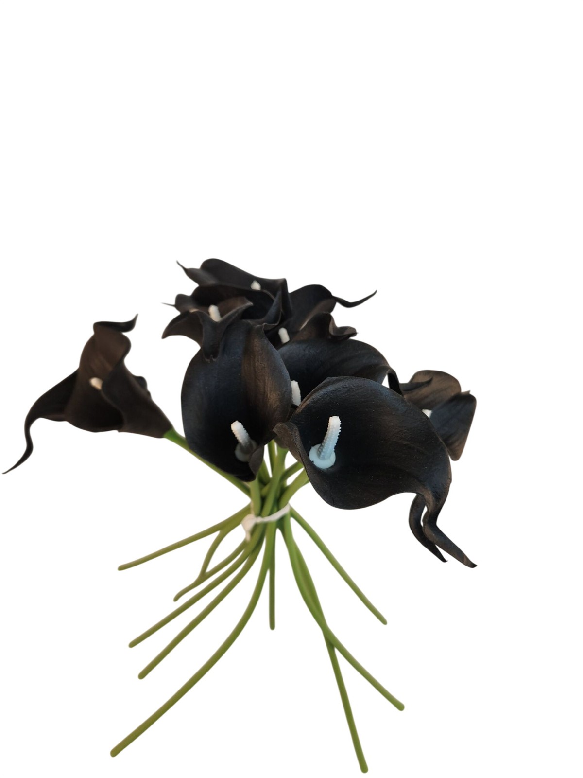 Black Calla Lily Faux Flowers Set of 5 Artificial Stems Gothic Modern Home Decor
