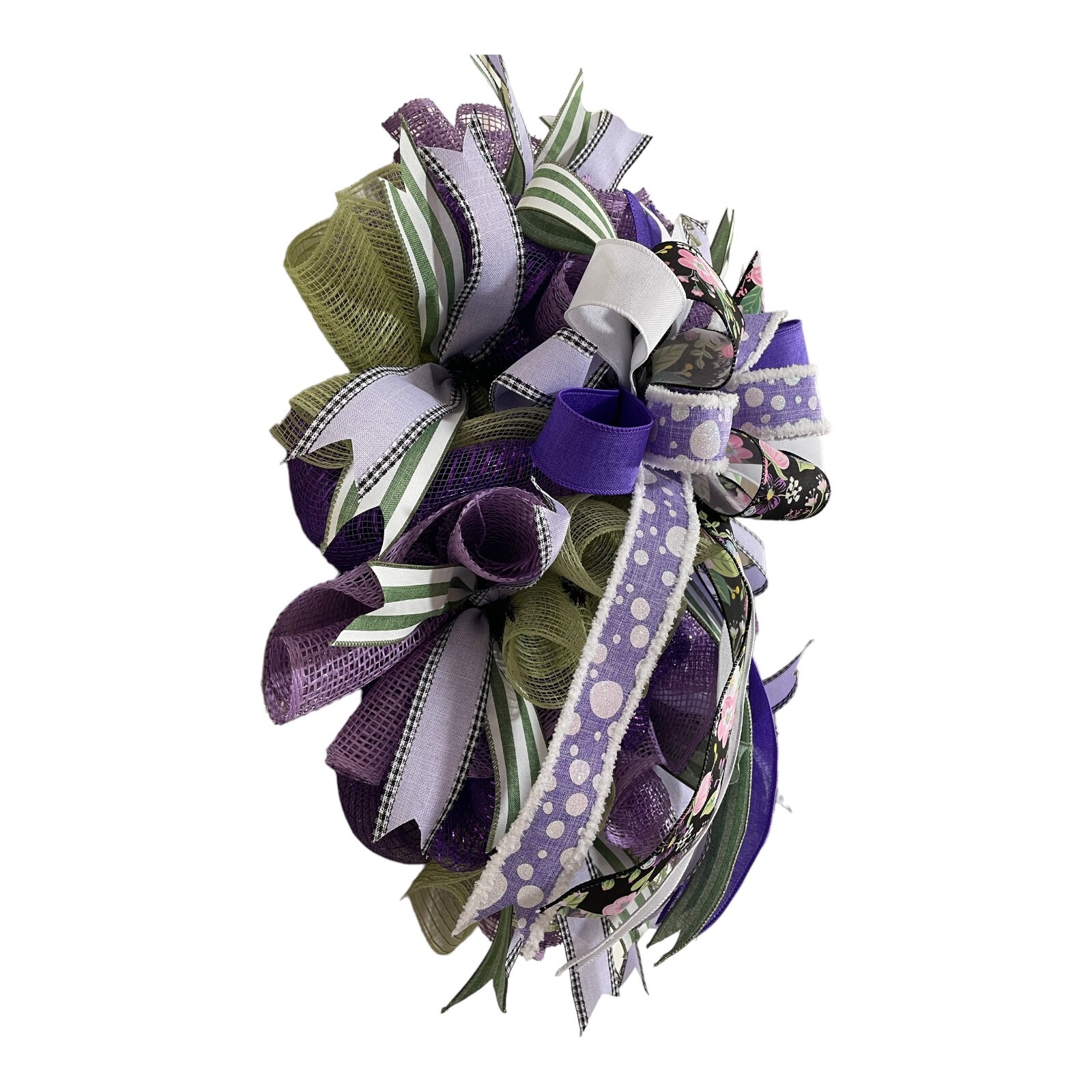 High-End Purple “Welcome” Door Wreath, 24″ diameter with 10″x10″ wood sign