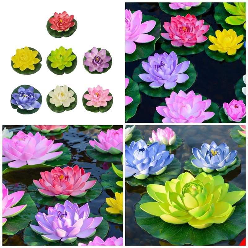 Assorted Color Water Lilies Flowers Accessory for Pond and Aquariums Decoration