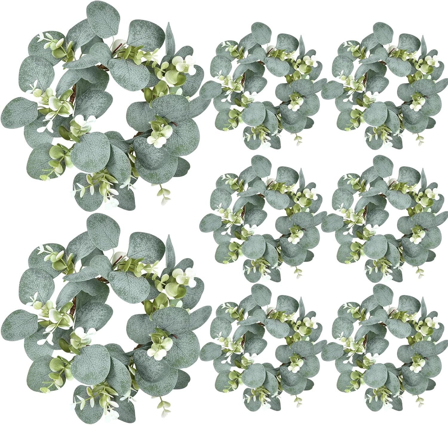 2 Pcs Eucalyptus Faux Kitchen Cabinet Artificial Greenery Farmhouse Wreath Door