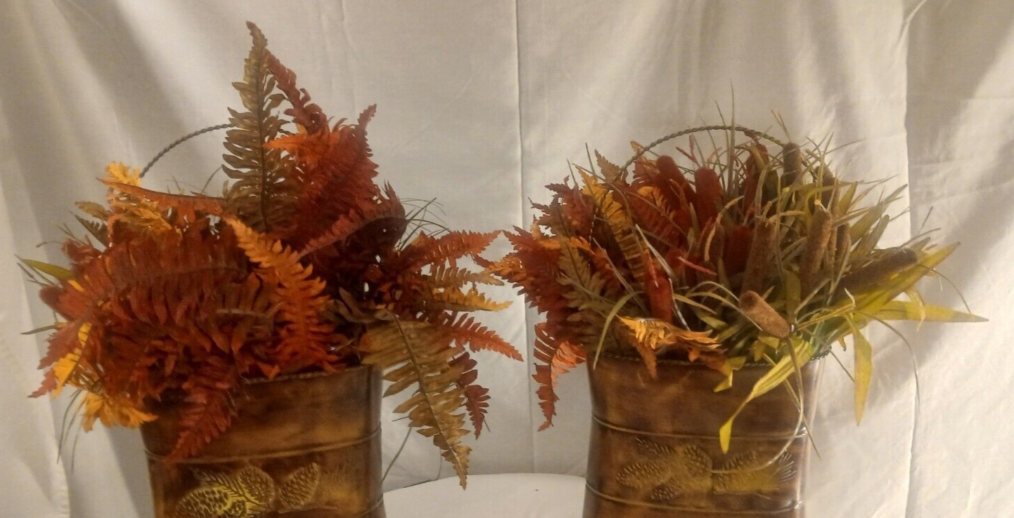 Fall Flower Arrangement Center Piece Vase Autumn Thanksgiving Pinecones Set of 2