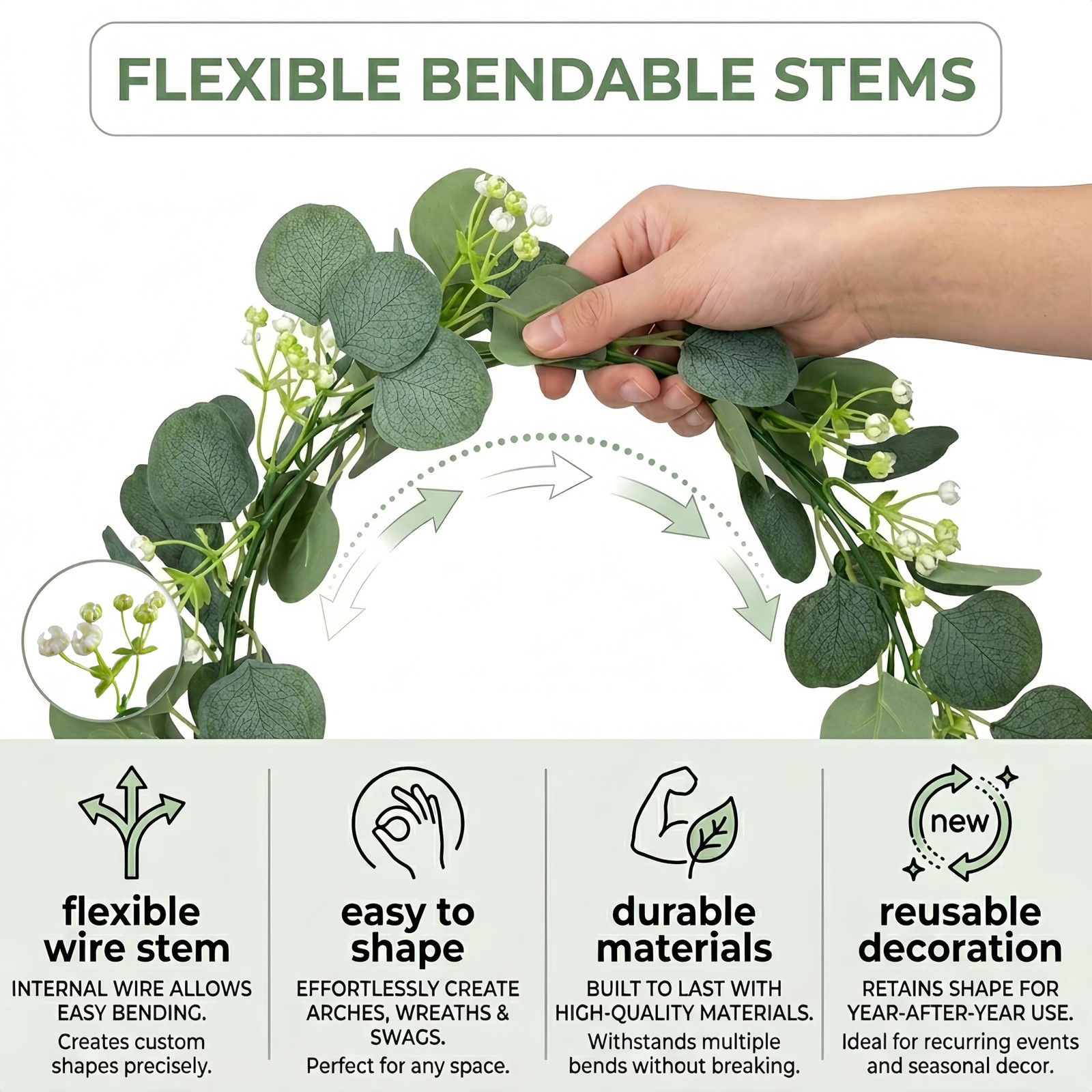Artificial Eucalyptus Garland 8 Pack, Faux Eucalyptus Greenery Garland 6 ft, …