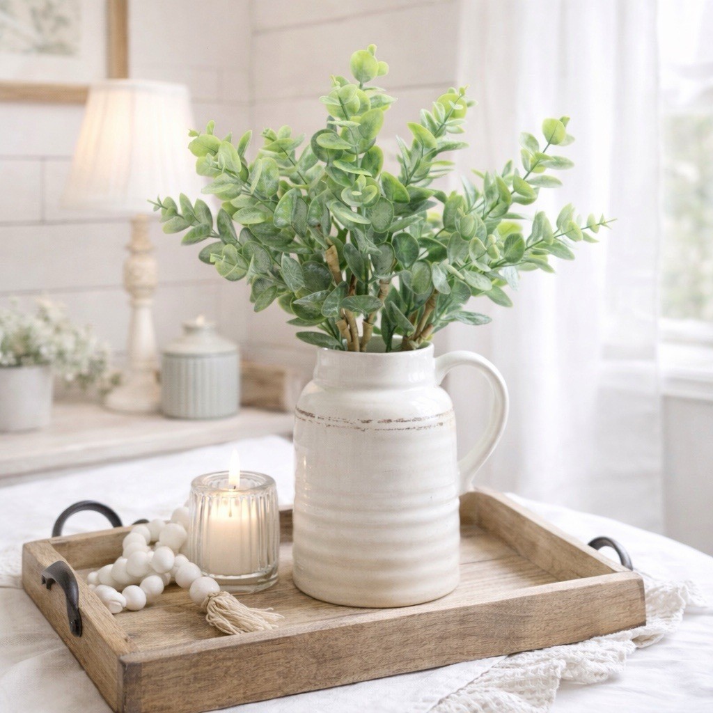 Set of 3 Green Eucalyptus Picks – Faux Greenery Floral Stems