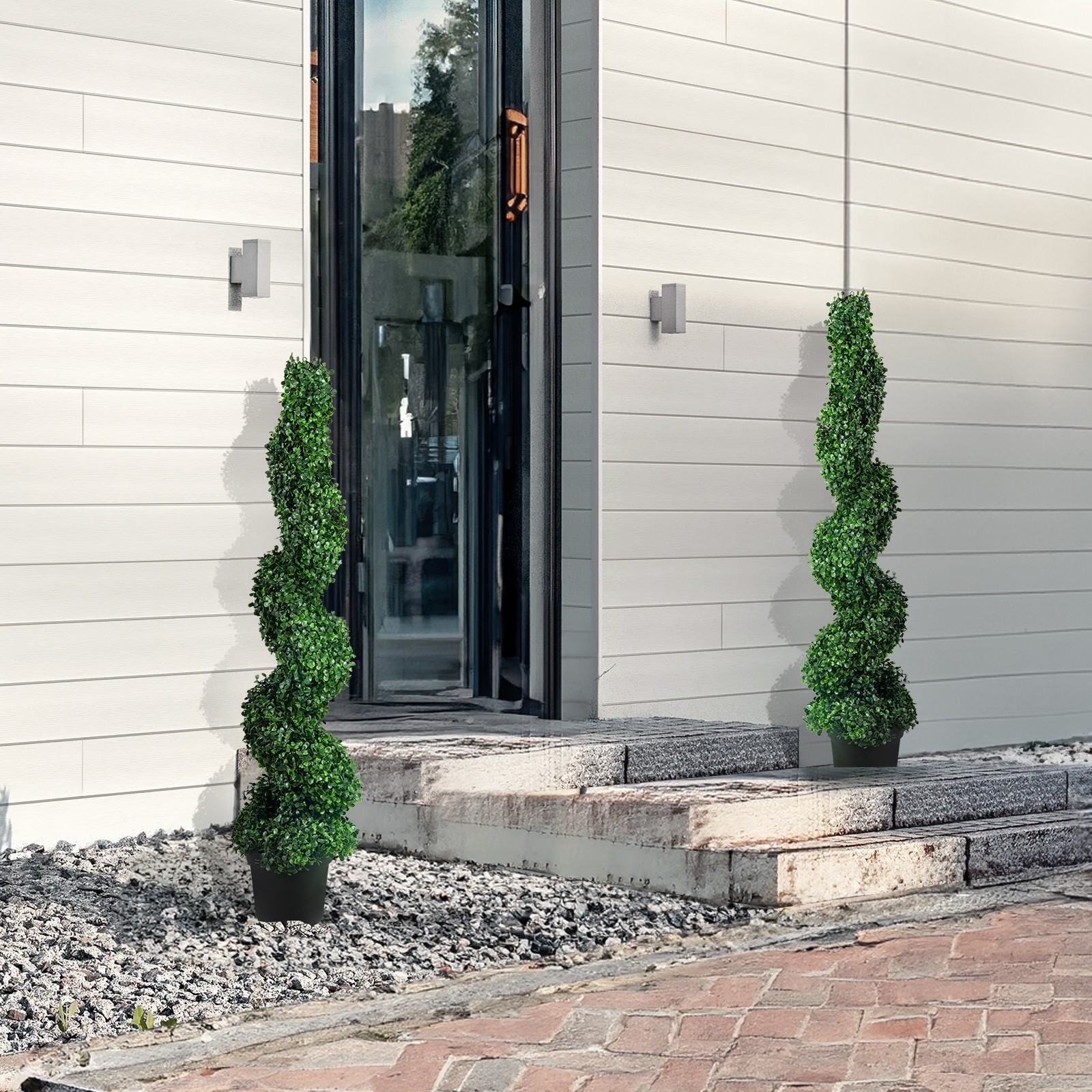 2Pack 5ft Artificial Topiary Spiral Tree Faux Plant UV Indoor Outdoor Home Decor