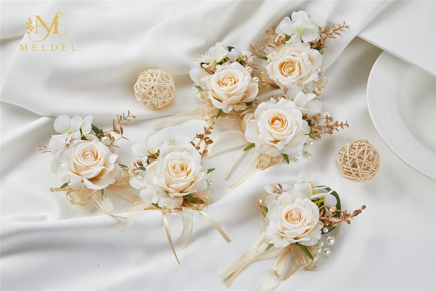 Champagne Boutonniere For Men Wedding Set Of 6 Groom And Groomsmen Boutonniere F