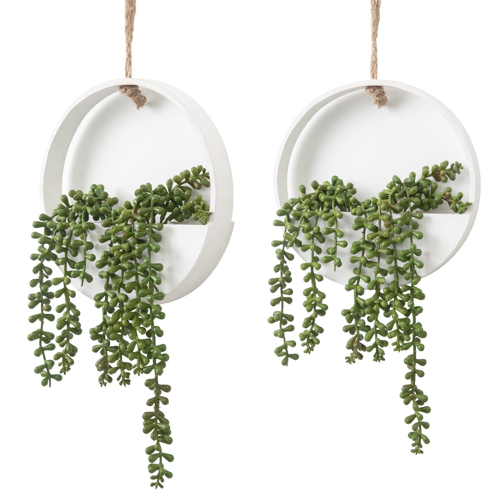 2pcs Artificial Hanging Succulent Plants, Fake String of Pearls in Pot with L…