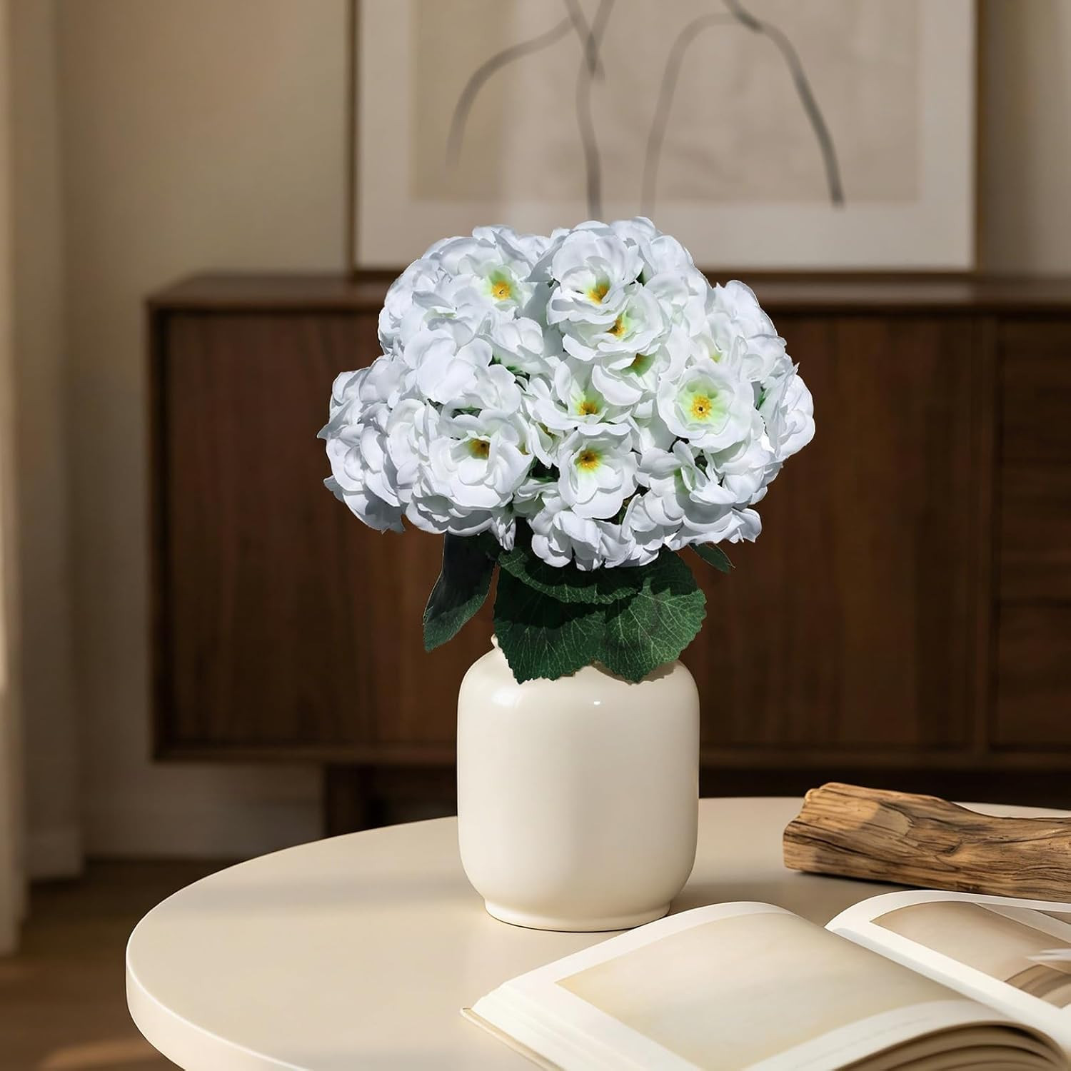 12 Bundles UV Resistant White Geraniums – Realistic Faux Flowers for Home & Gard