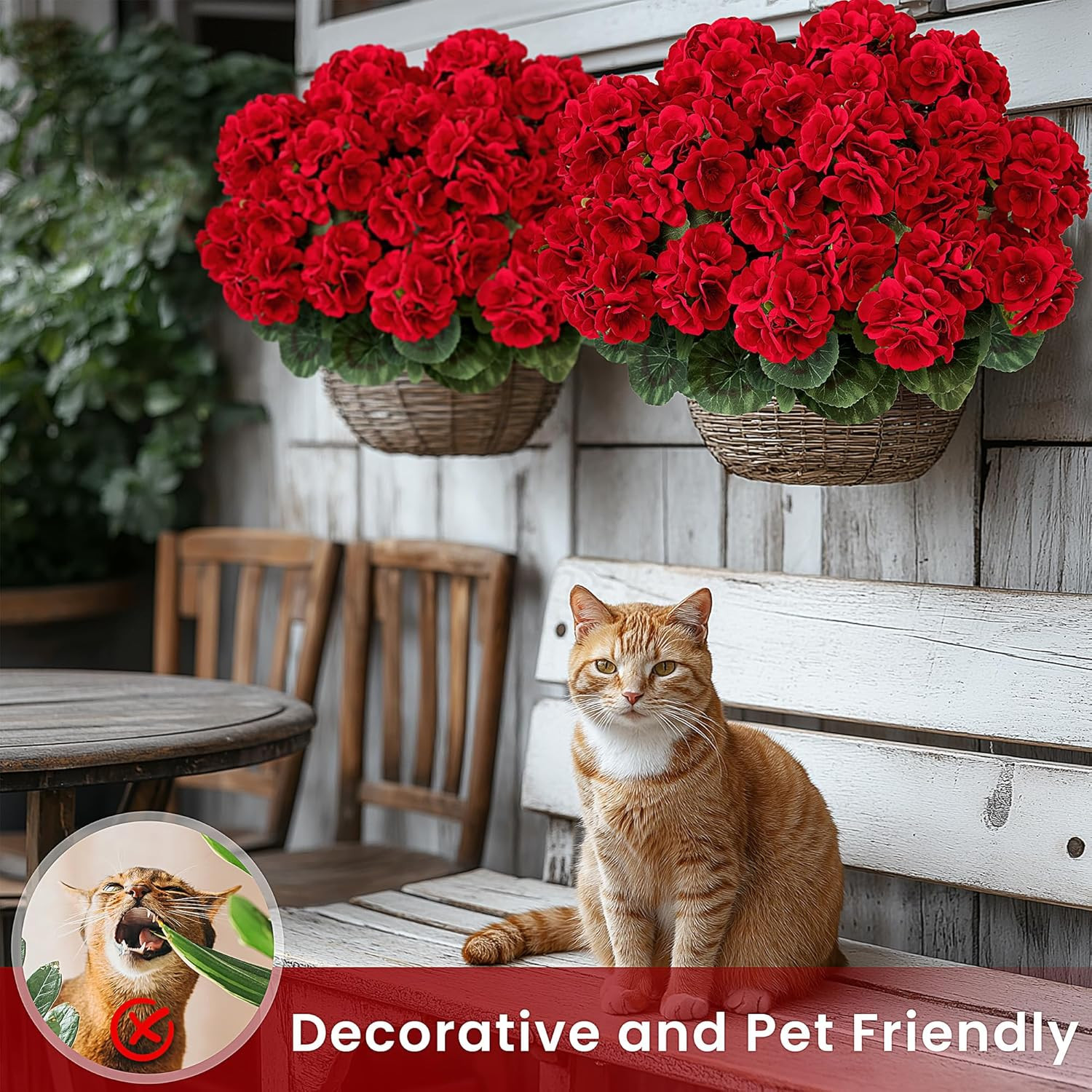 6 PCS 14″ Artificial Geranium Flowers for Outdoors, Realistic Artificial Flowers