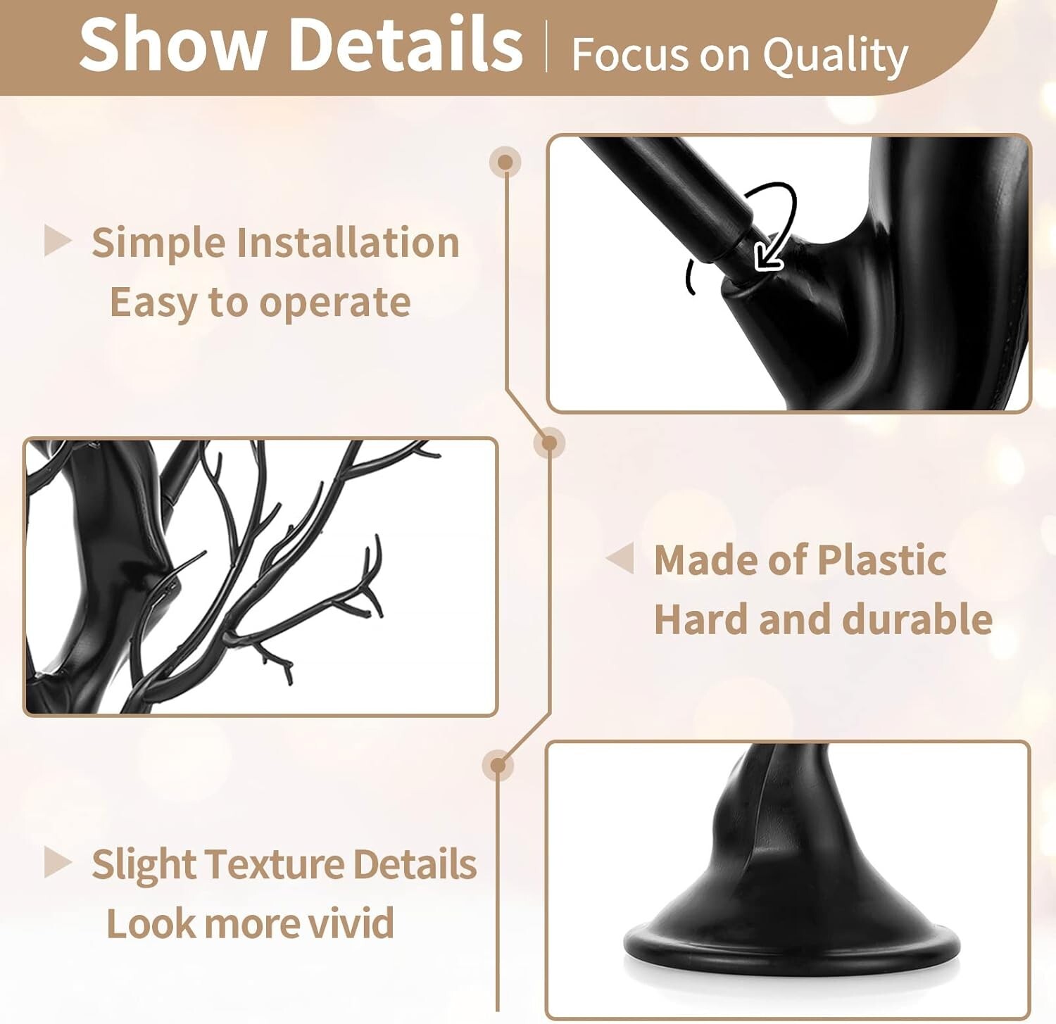 Portable 22.8in Black Christmas Ornament Display Tree – For Year-Round Decor