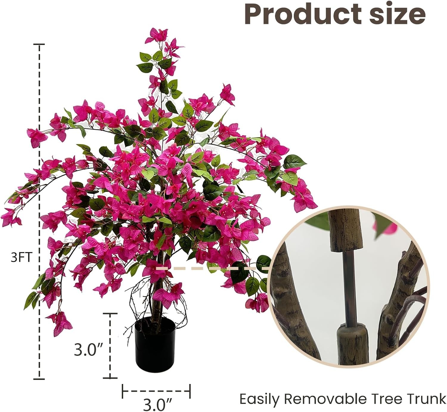 3FT Artificial Bougainvillea Tree – Realistic Faux Bougainvillea Tree with Pi…
