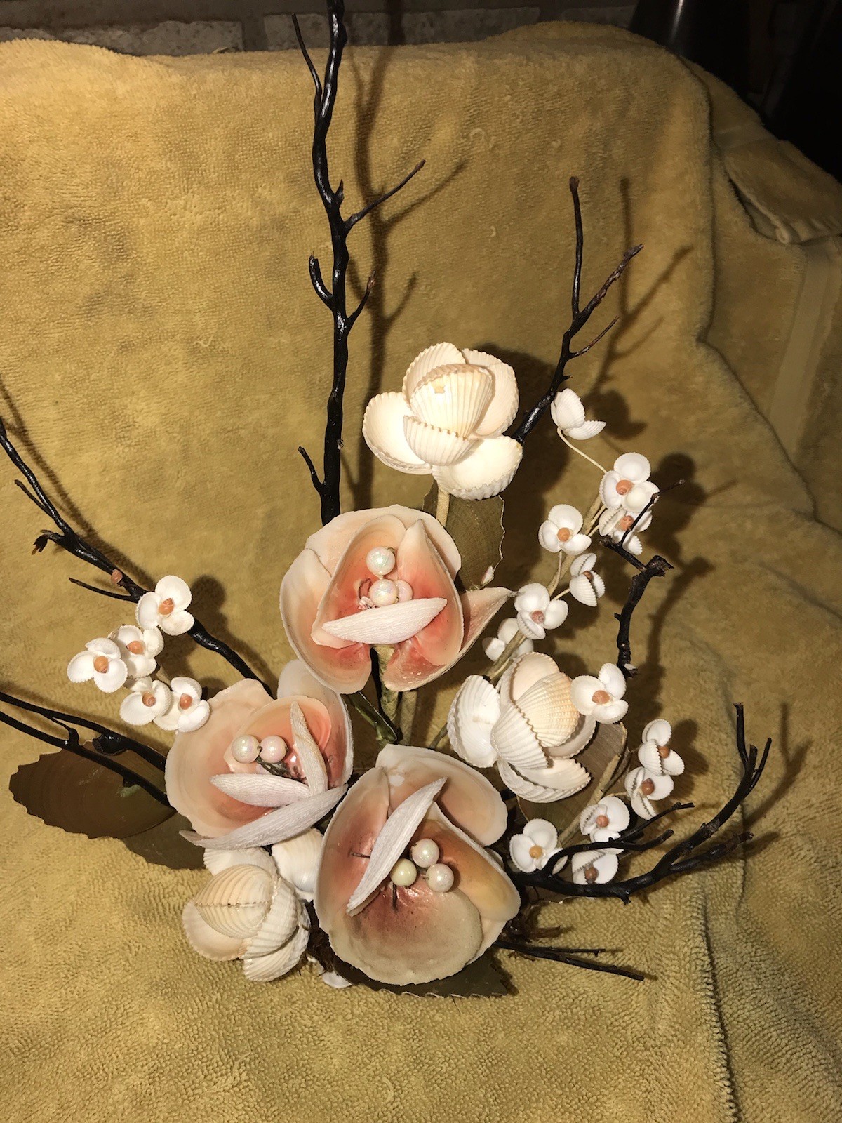 Vintage Sea Shells And Pearls Flower Bouquet