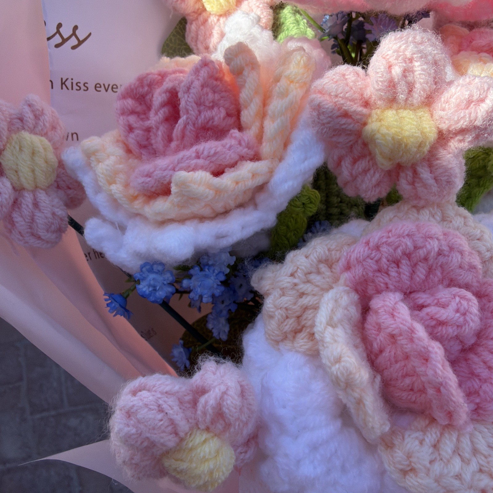 Crochet Flower Bouquet Assorted Pink Yellow Flowers Gift Mothers Day Wedding
