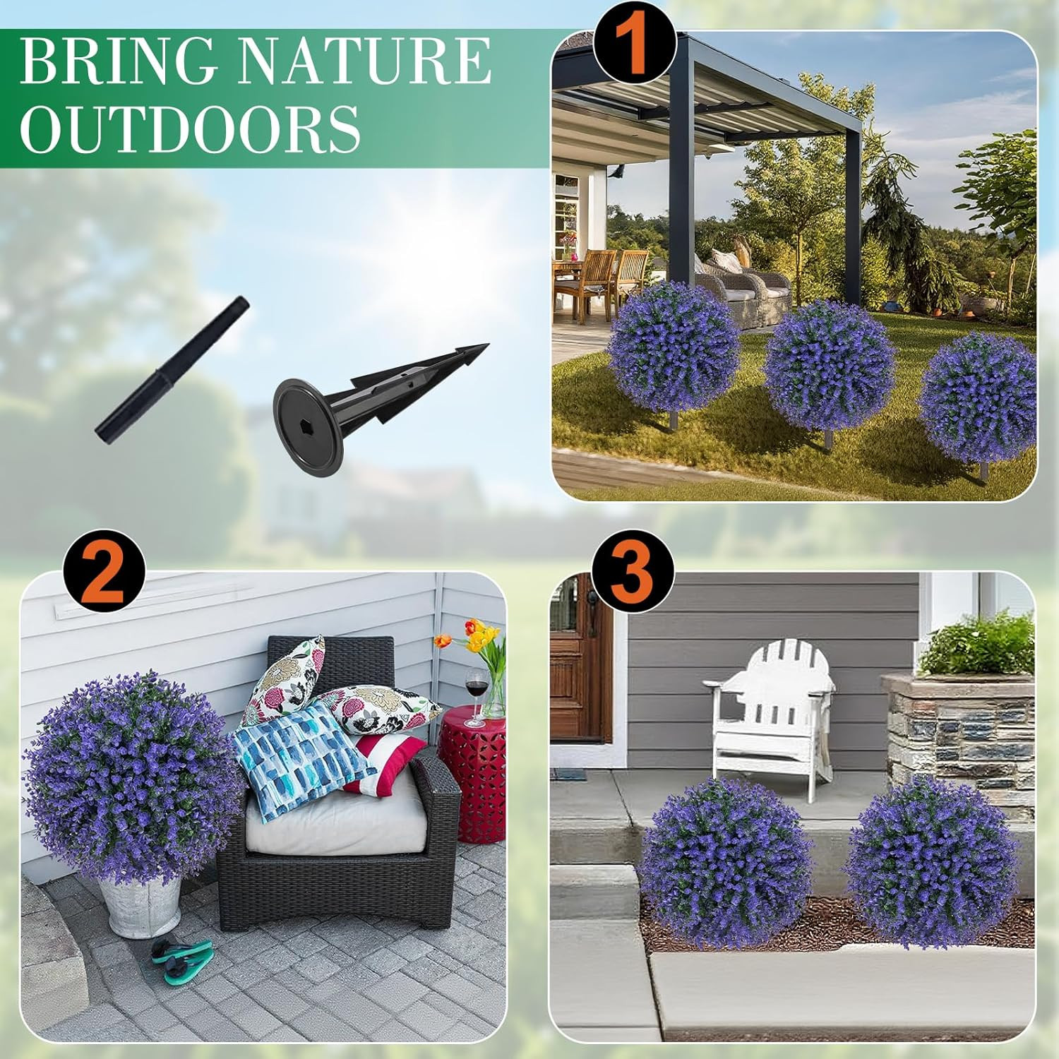 Set of 2 UV Resistant Purple Topiary Balls for Outdoor Garden Decor