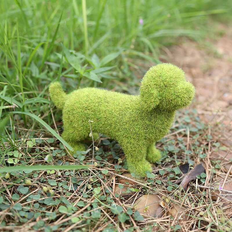 Dog Statue Decorative Cat Topiary Flocking Sculptures Outdoor Garden Yard Decor