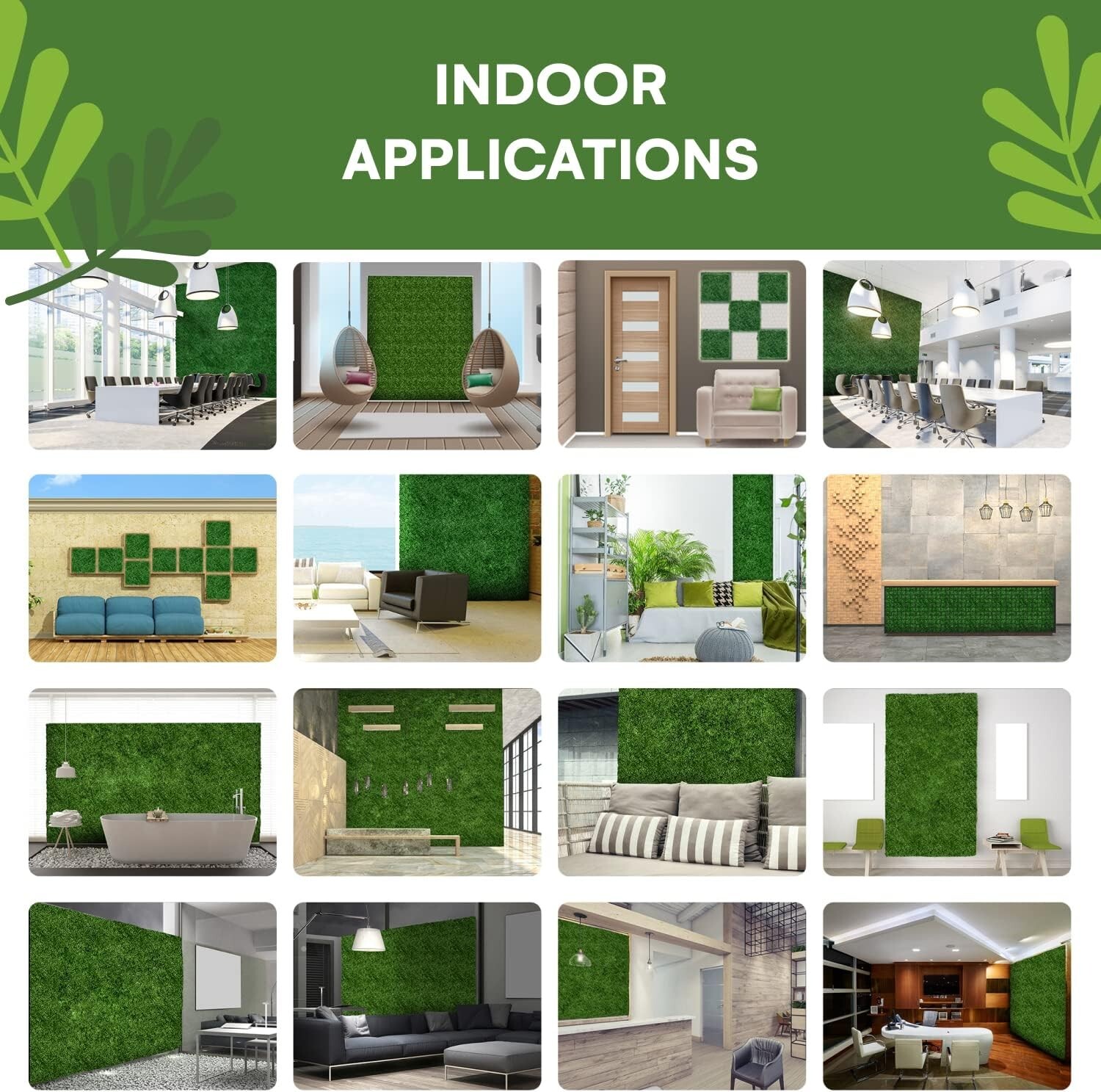 Realistic Grass Wall Panels – UV Protected – Pack of 12 – Includes Zip Ties