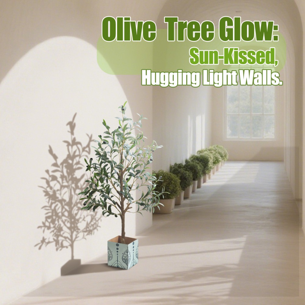4FT Artificial Olive Tree With Fruits Water Droplets Indoor Balcony Office Decor