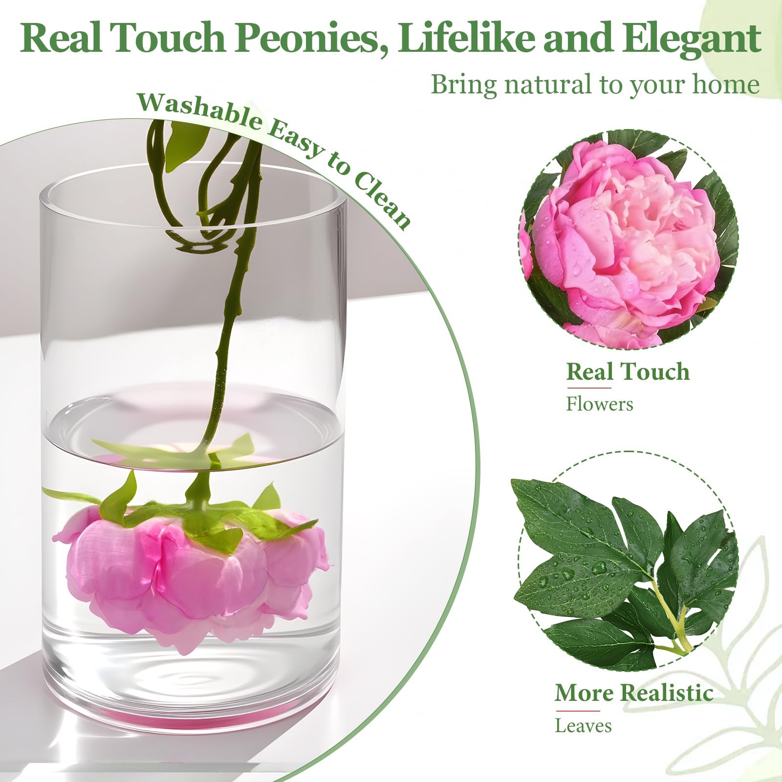 3PCS Real Touch Peonies Artificial Flowers, 22in Pinkish Purple Fake Peonies …