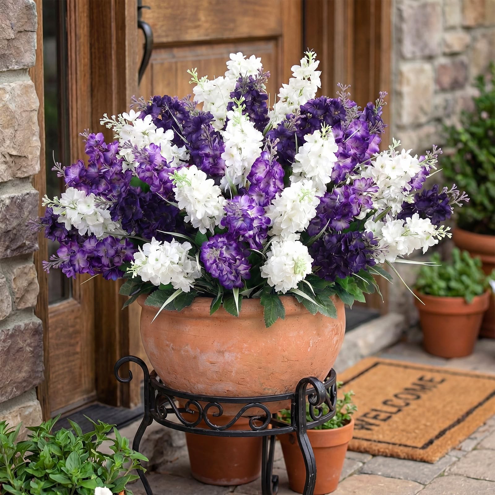 12 Pcs Artificial Flowers Outdoor, 14” Fake Silk Hyacinth Flowers UV Resista…