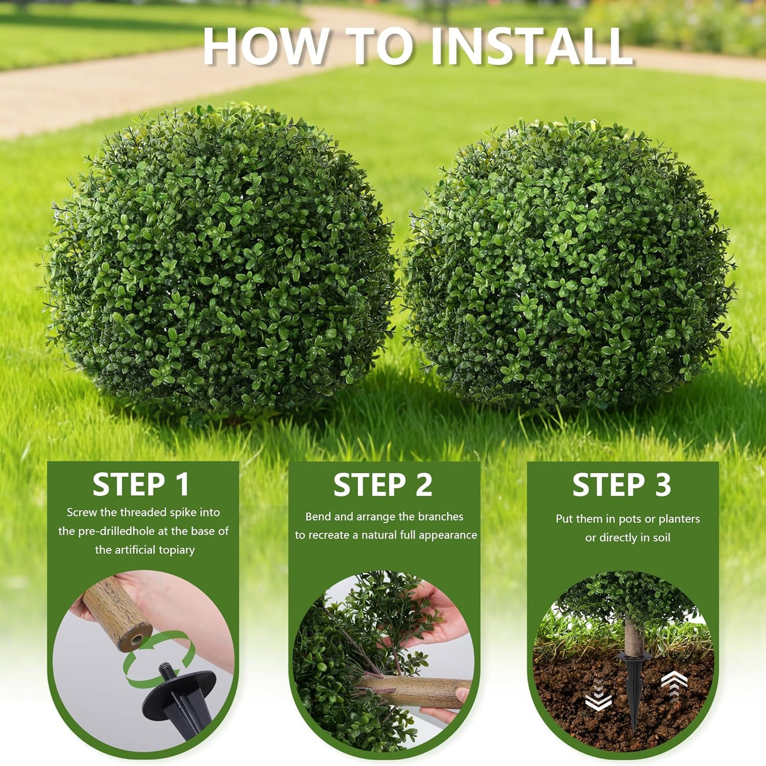 Set of 2 UV Resistant Artificial Eucalyptus Topiary Balls for Outdoor Decor