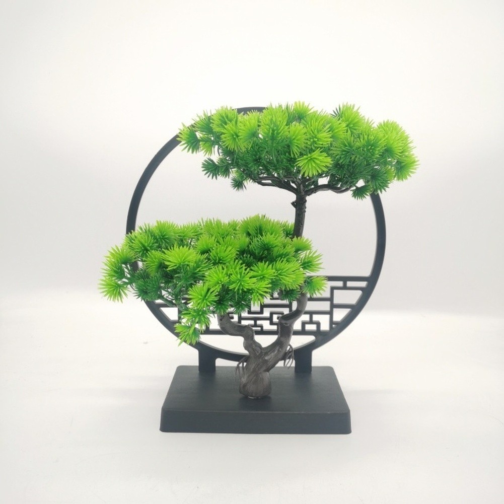 Artificial Pine Bonsai Plant for Desk Table Shelf Entryway 25cm Tall Green