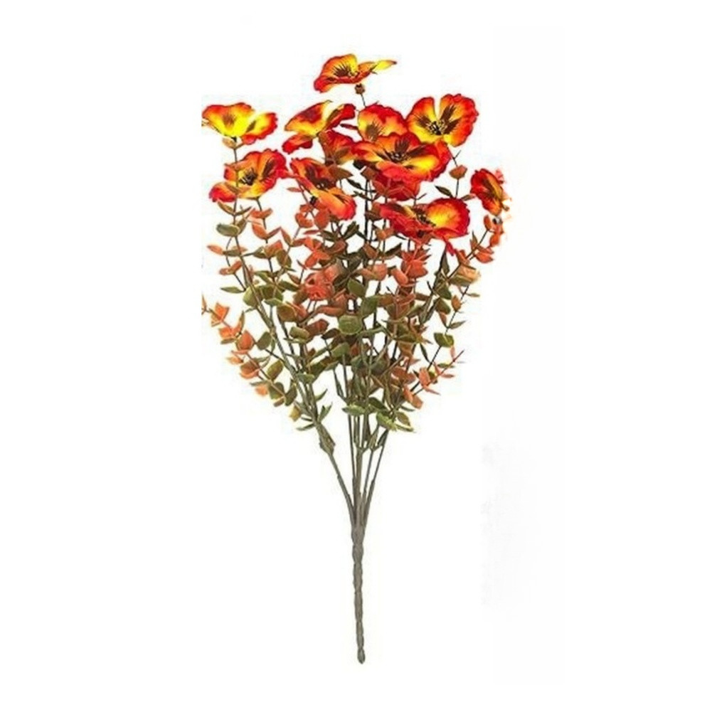 Autumn Red Plastic Pansy Flower 36cm Silk Artificial for Outdoor Home Backdrop