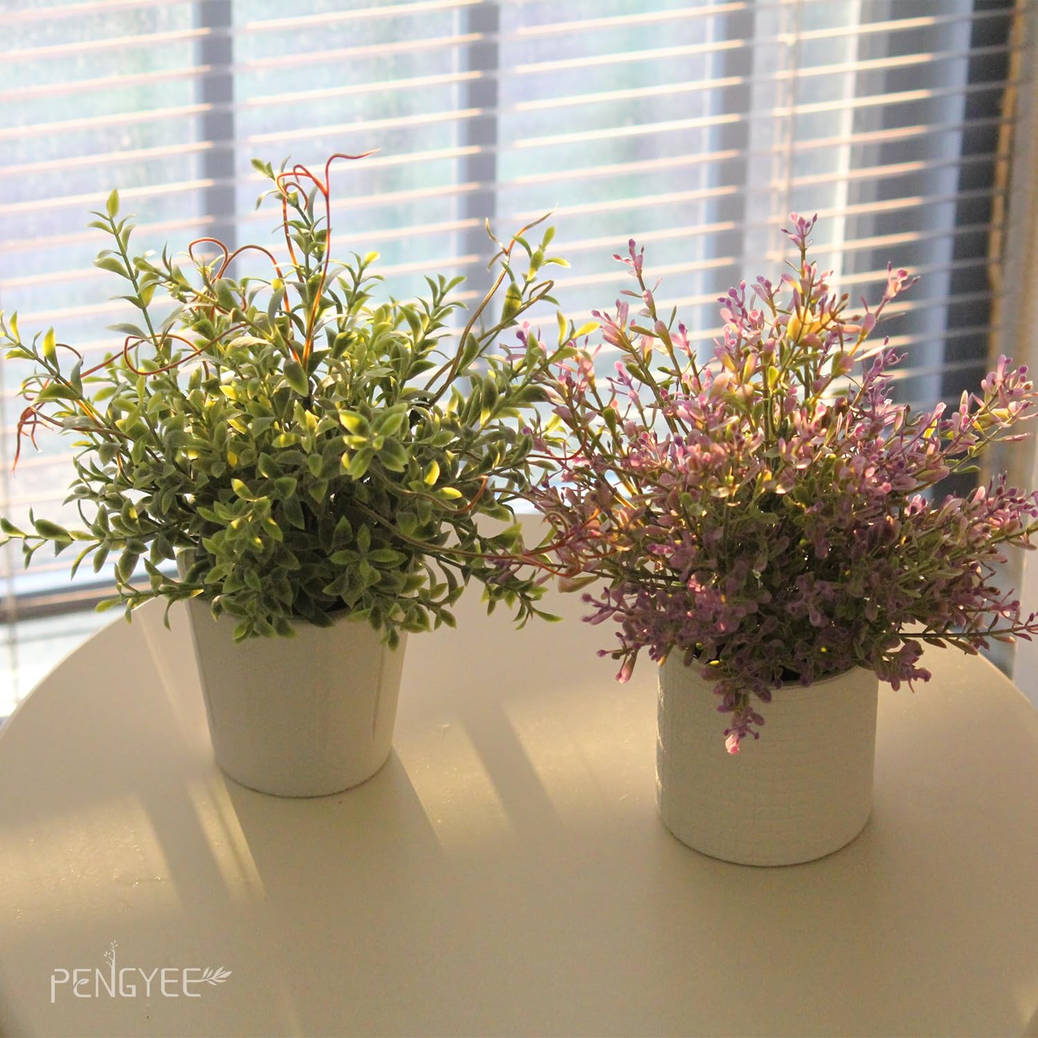 3 PCS Small Fake Plants In White Pulp Pot Artificial Indoor Desk Green Decor
