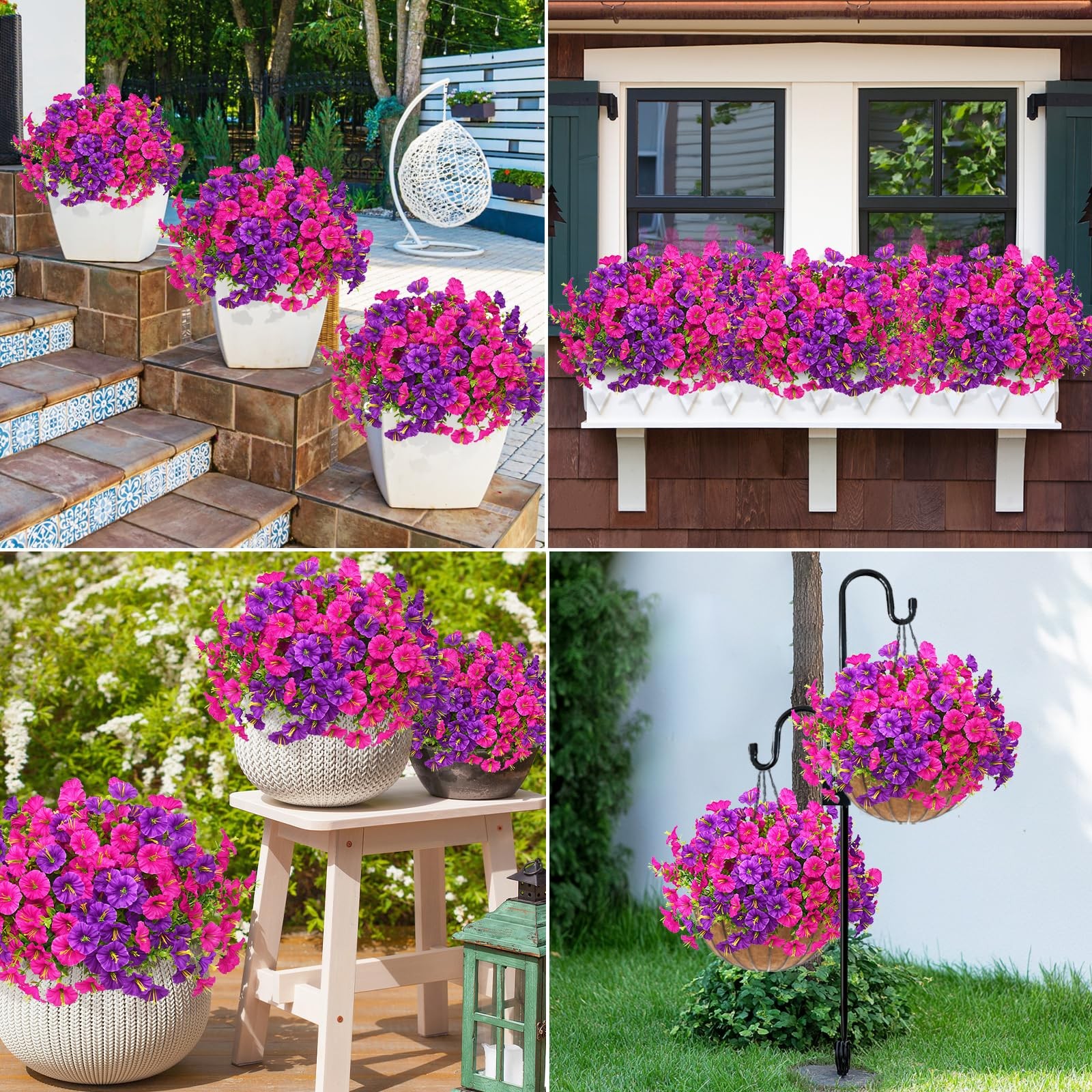 12 Bundles Look Real Artificial Flowers for Outdoors, Realistic Fake Outdoor …