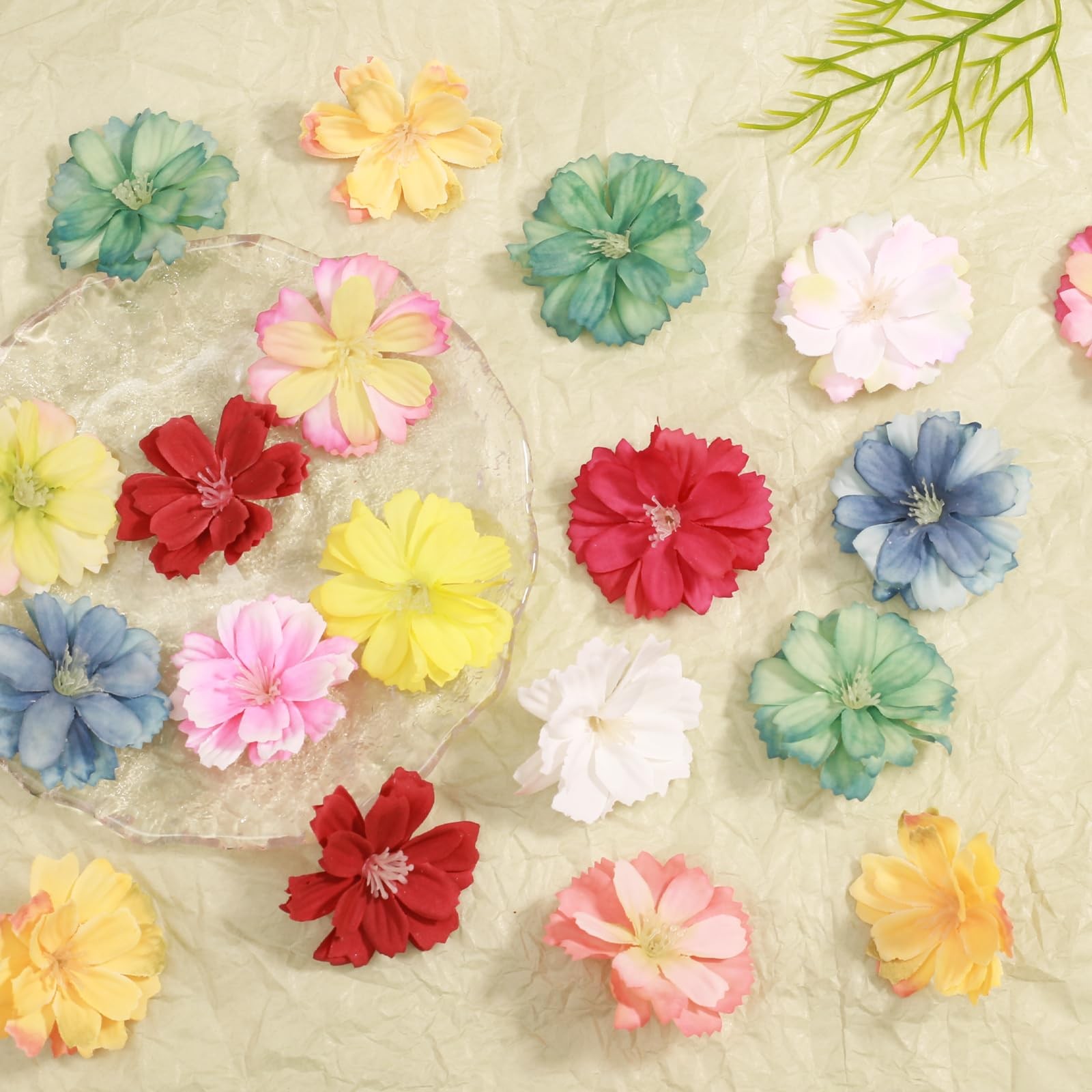 98 Pcs Mini Silk Flower Heads, Artificial Faux Flowers for Craft Small Fake 3…