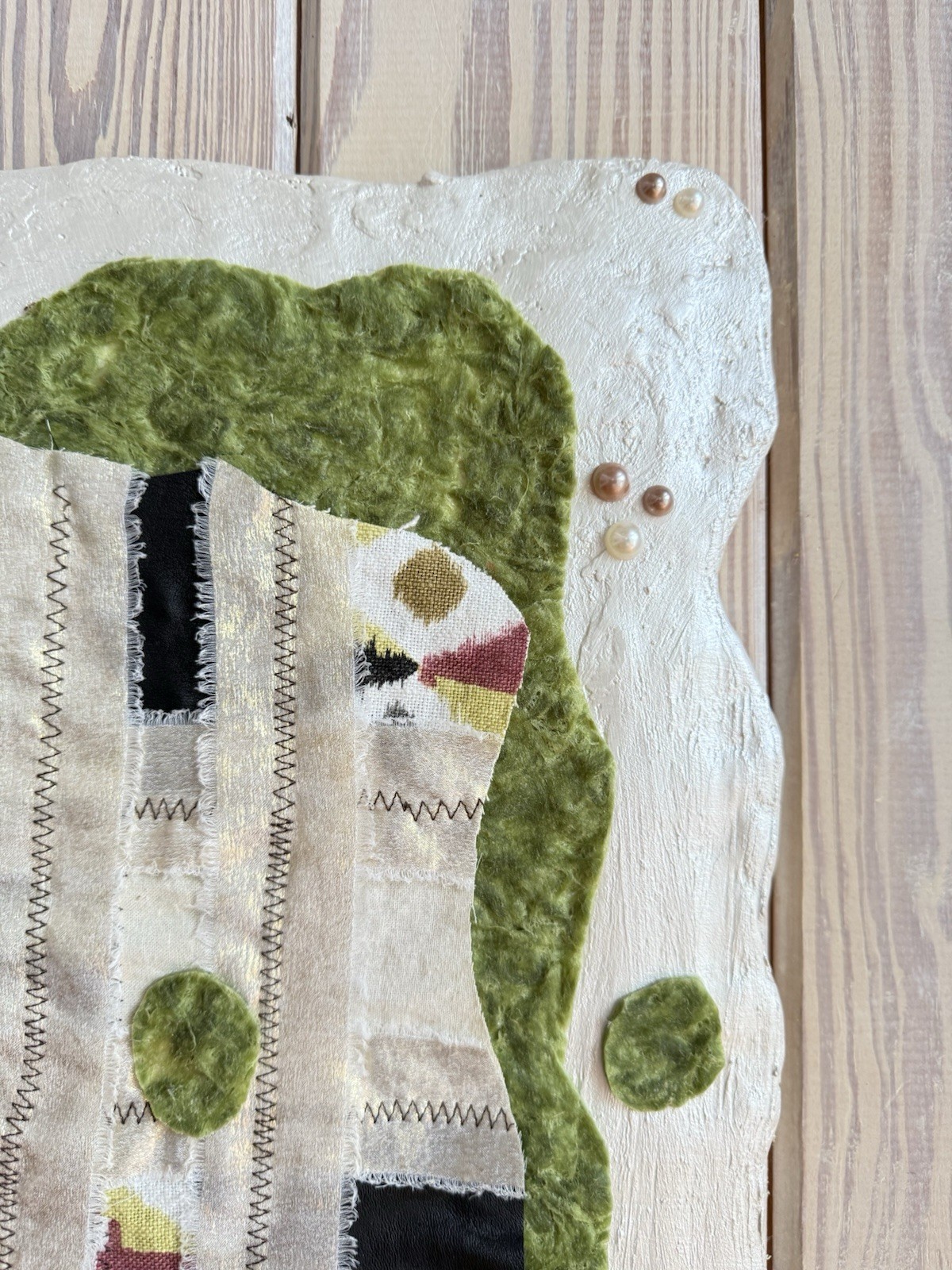 Handmade Textured WallArt Recycled Yarn Fabric Neutral Abstract Fiber Art 24×14”