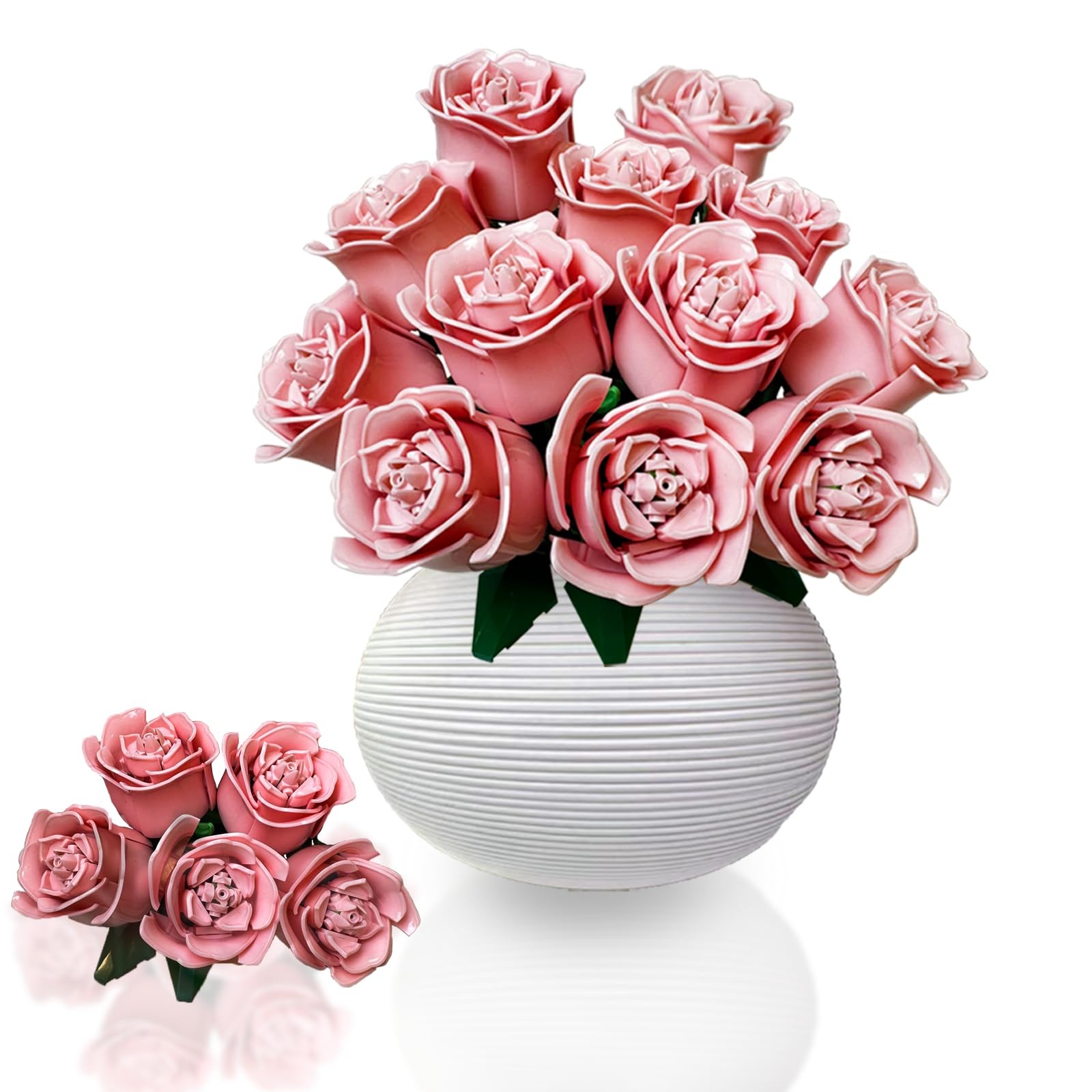 LJYttdm 360+ Pieces Rose Flower Building Blocks for Adults – 12 Pink Roses Bo…