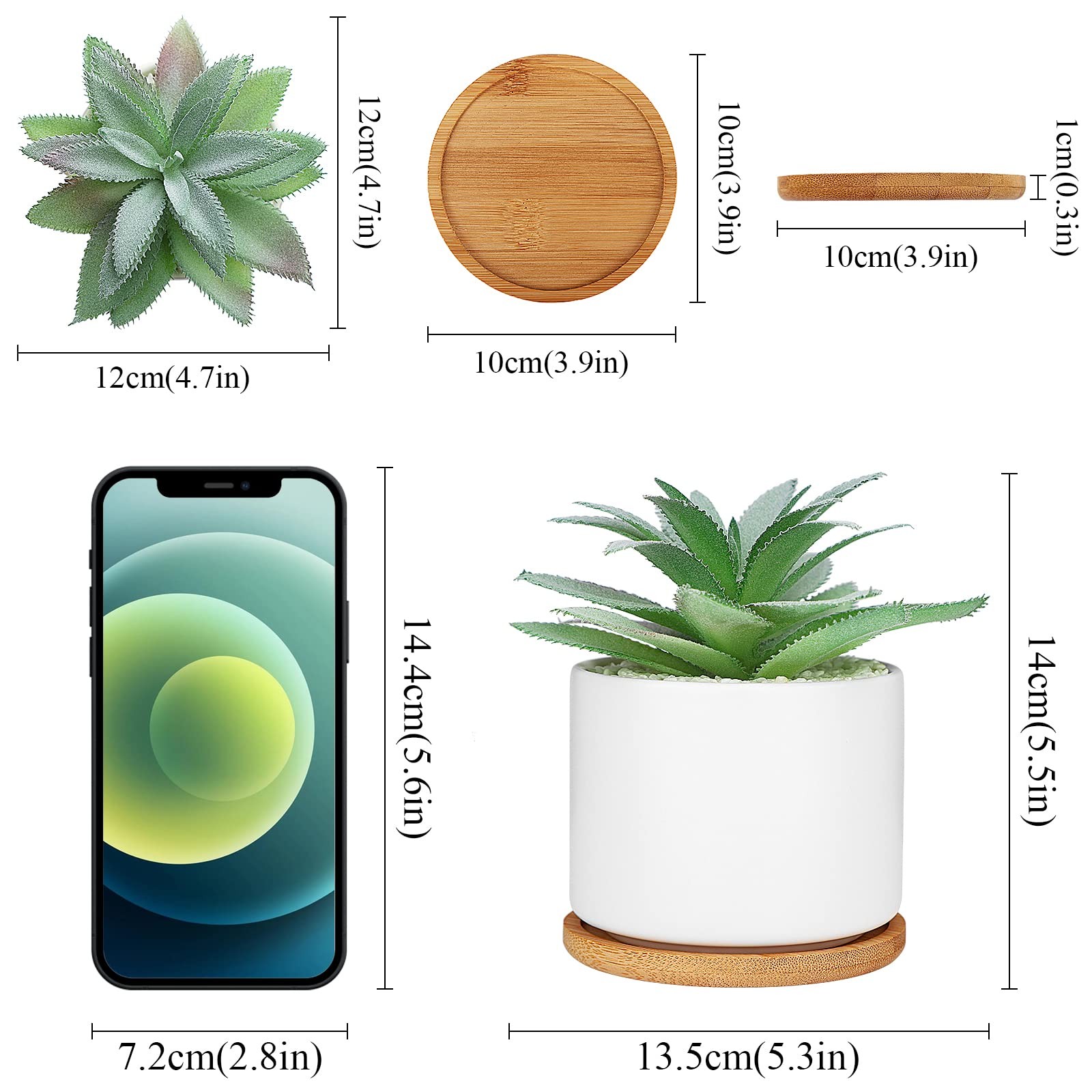 Artificial Succulents Plant, Faux Agave Succulent Plant in Ceramic Pots with …
