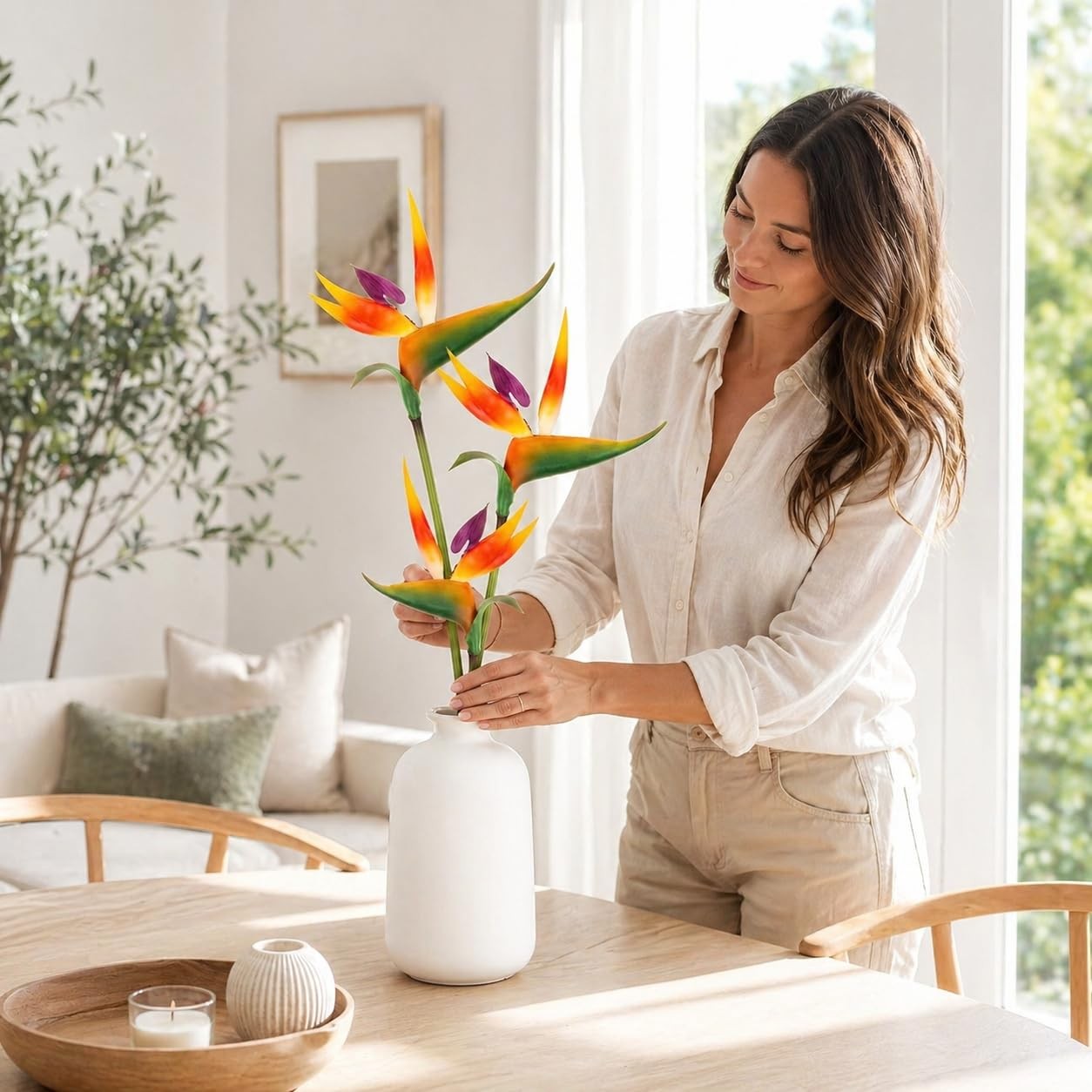 Bird of Paradise Artificial Plant – 2PCS 24″ UV Resistant Artificial Outdoor Pla