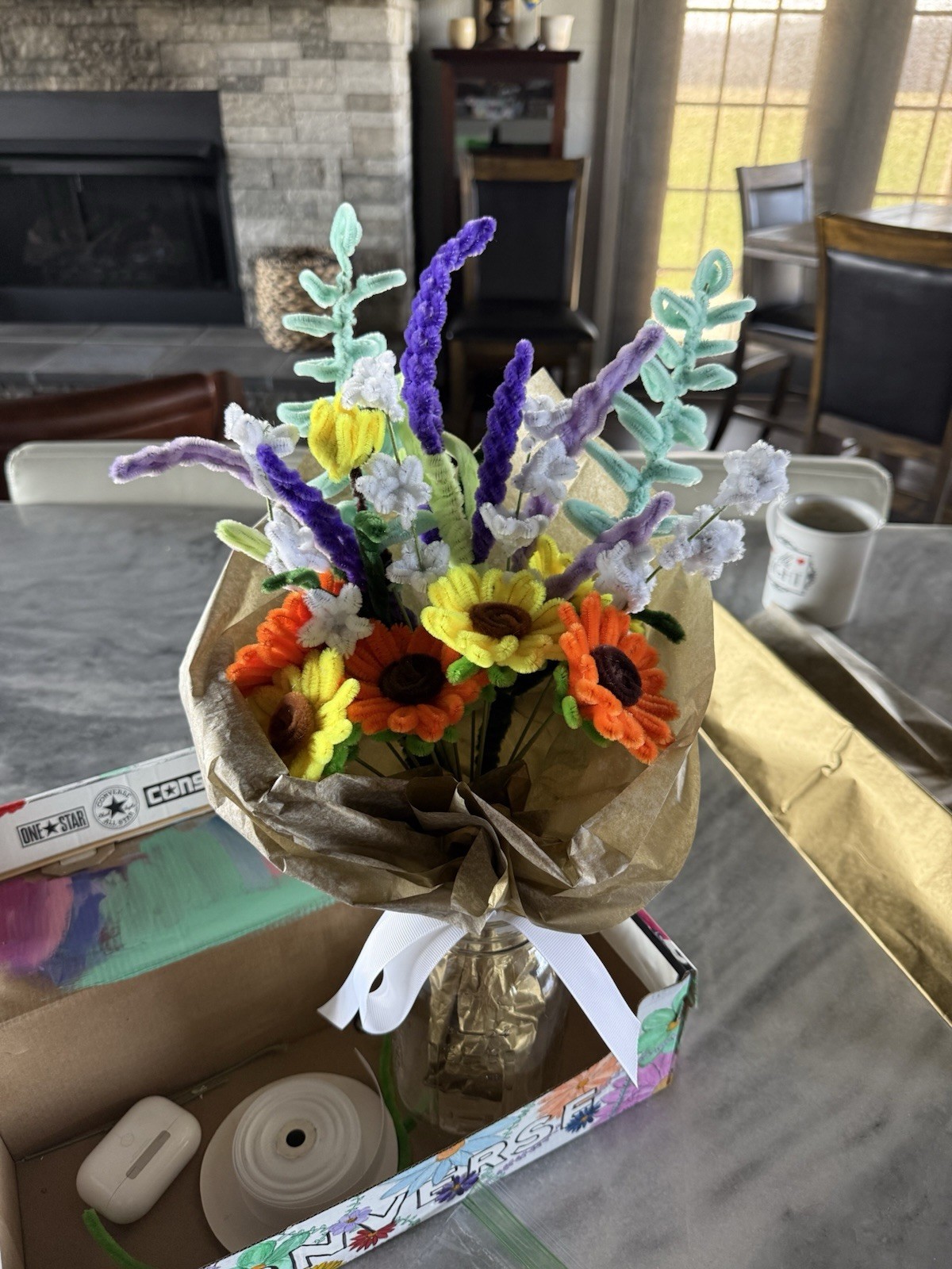 CUSTOM Pipe Cleaner Floral Arrangement: Please see full description