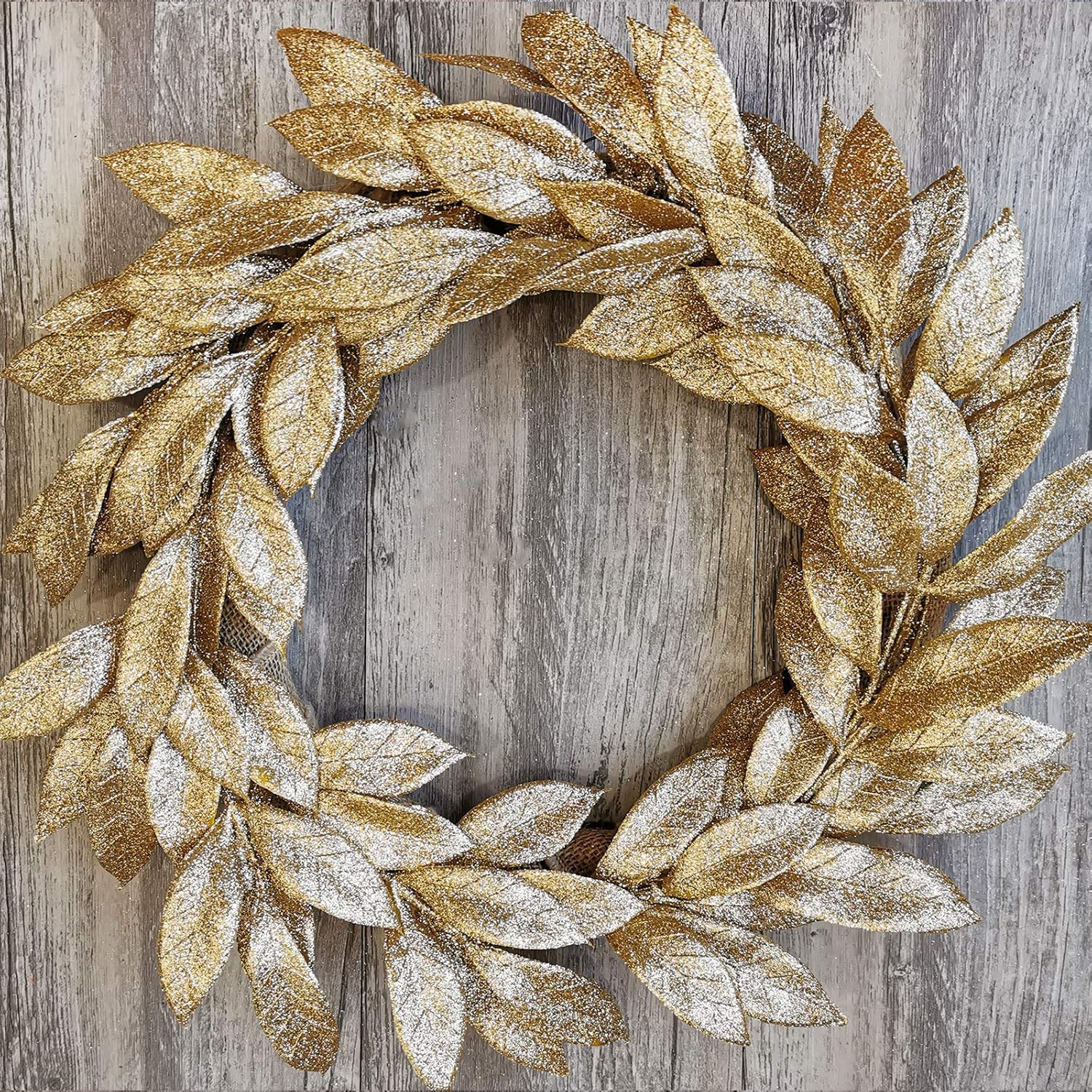 20 Pieces Gold Glittered Artificial Leaf Spray Picks 12″ Tall for Christmas Wint