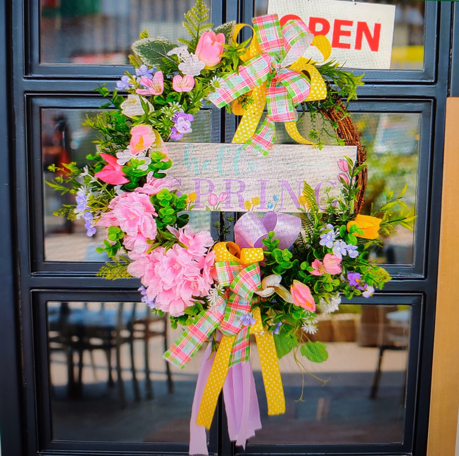 Artificial Spring Wreath for Front Door or Porch, Multicolor Flower