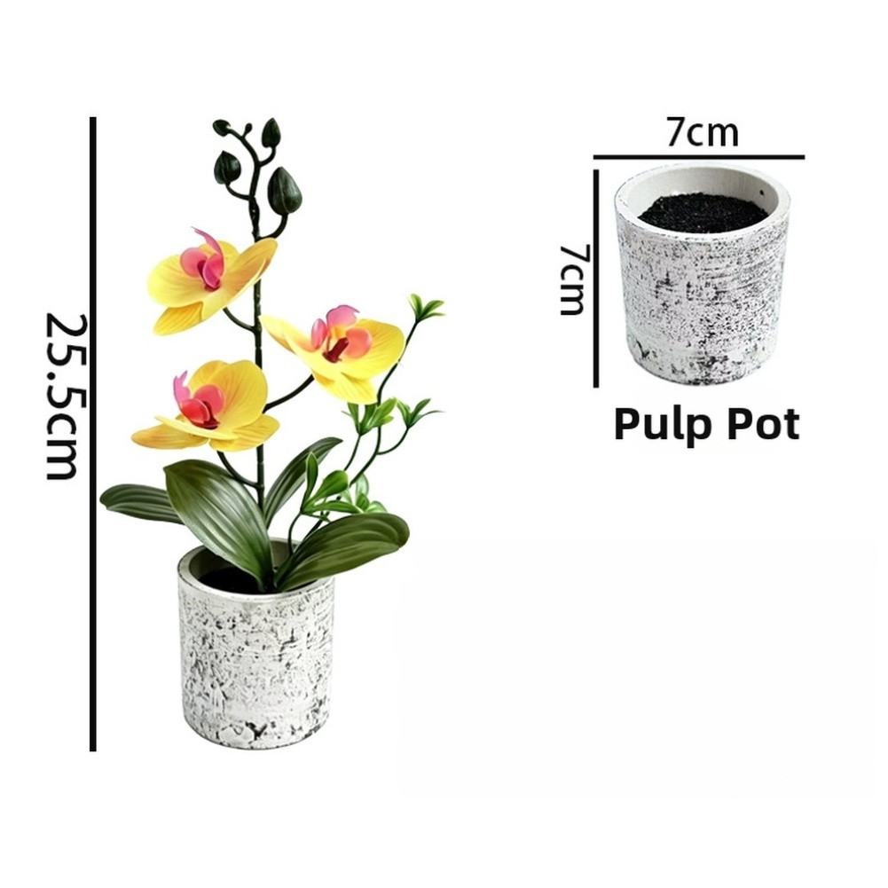 Realistic Artificial Butterfly Orchid Potted Plant 25.5cm for Wedding Decor