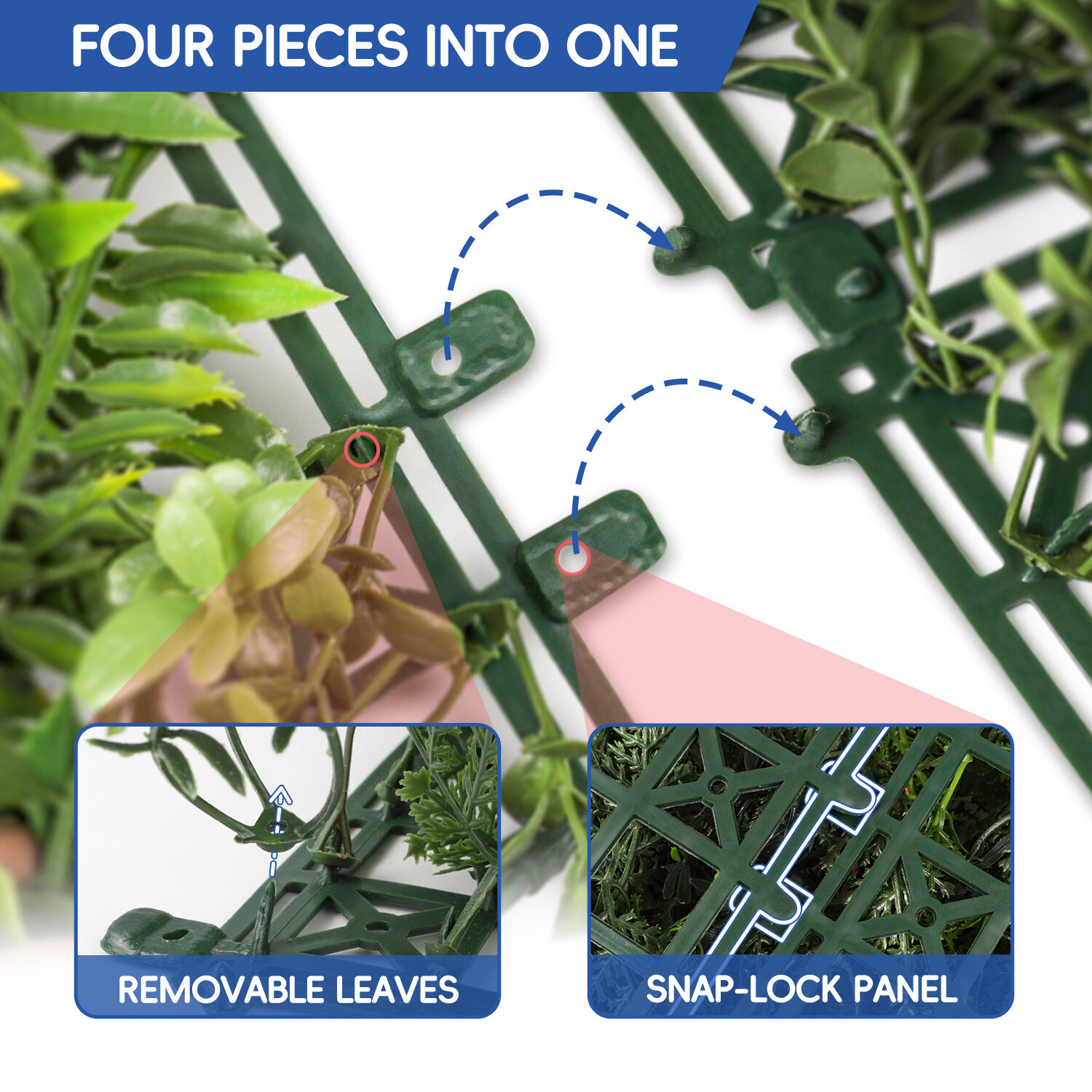 40″ Artificial Faux 3D Mix Leaves Wall Panel Fence Screen Home Outdoor Decor #12