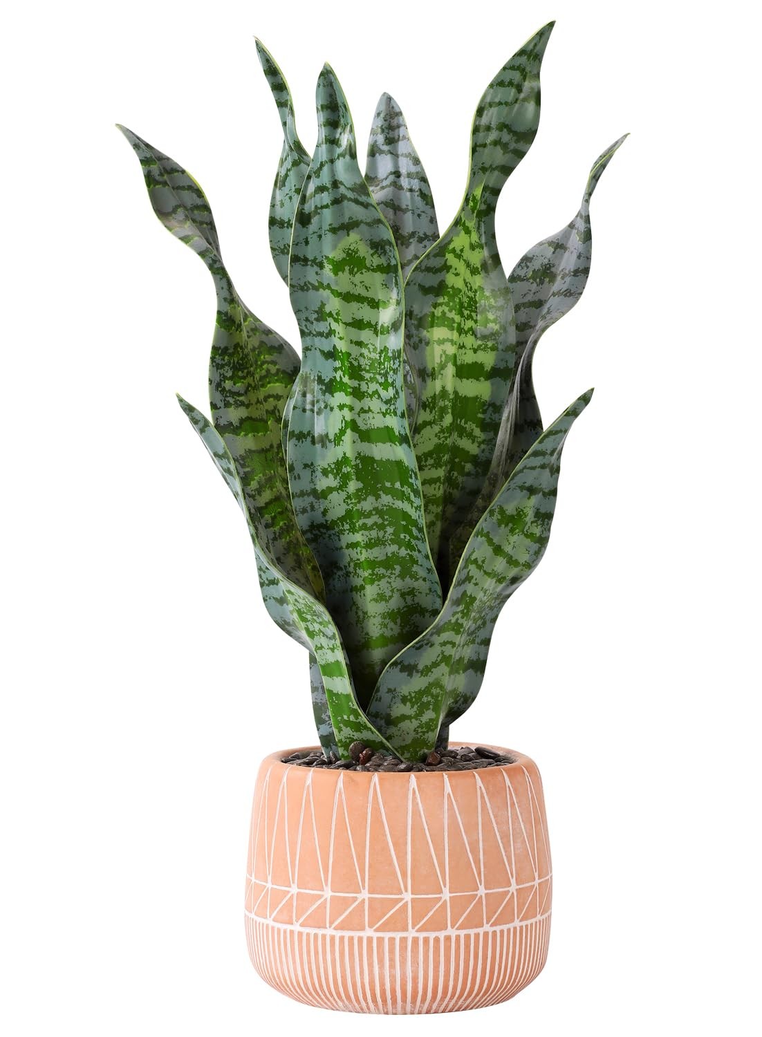 17 Inch Artificial Realistic Sansevieria Fake Snake Plant In Concrete Pot