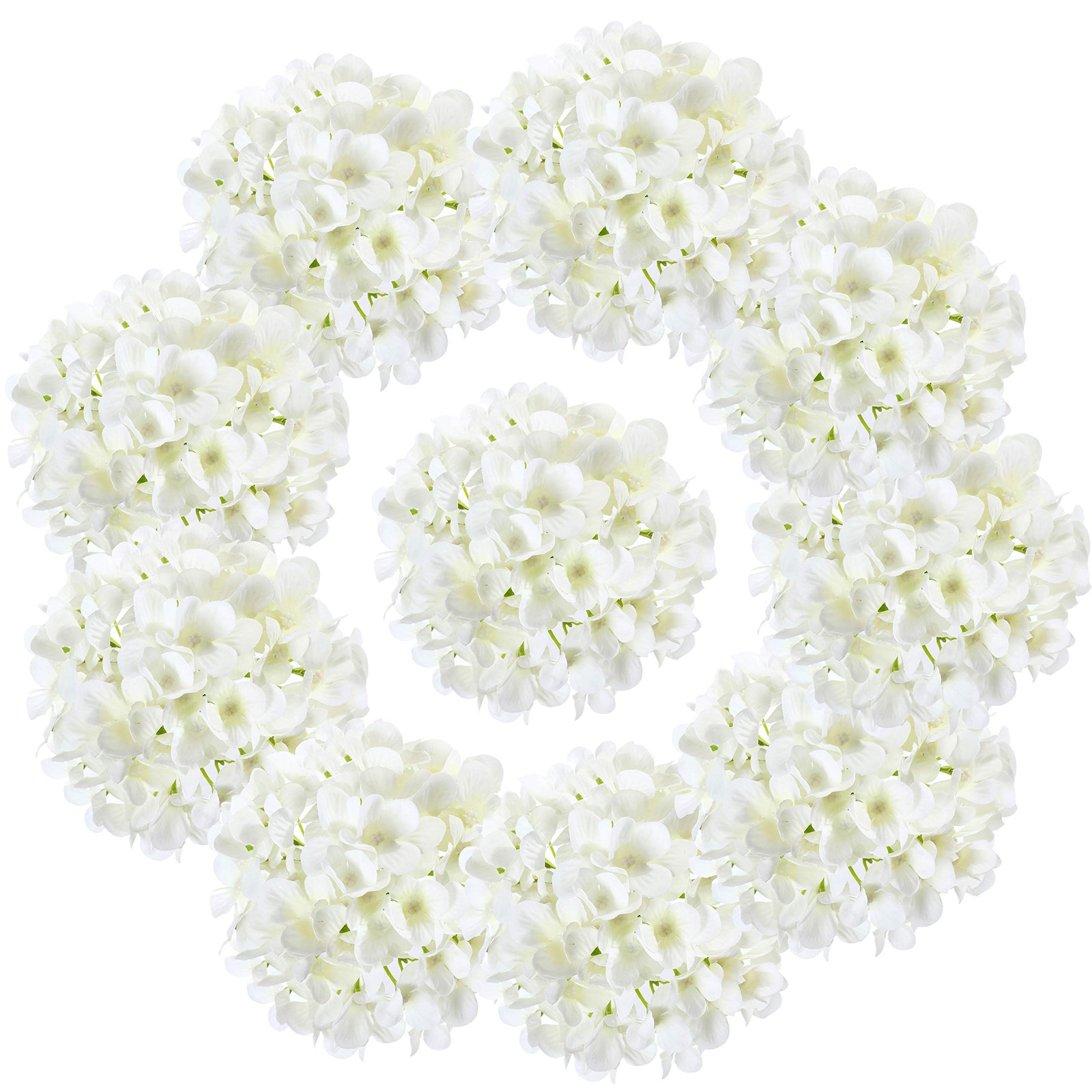 LUSHIDI 10PCS Silk Hydrangea Heads with Stems Artificial Flowers for Wedding Par