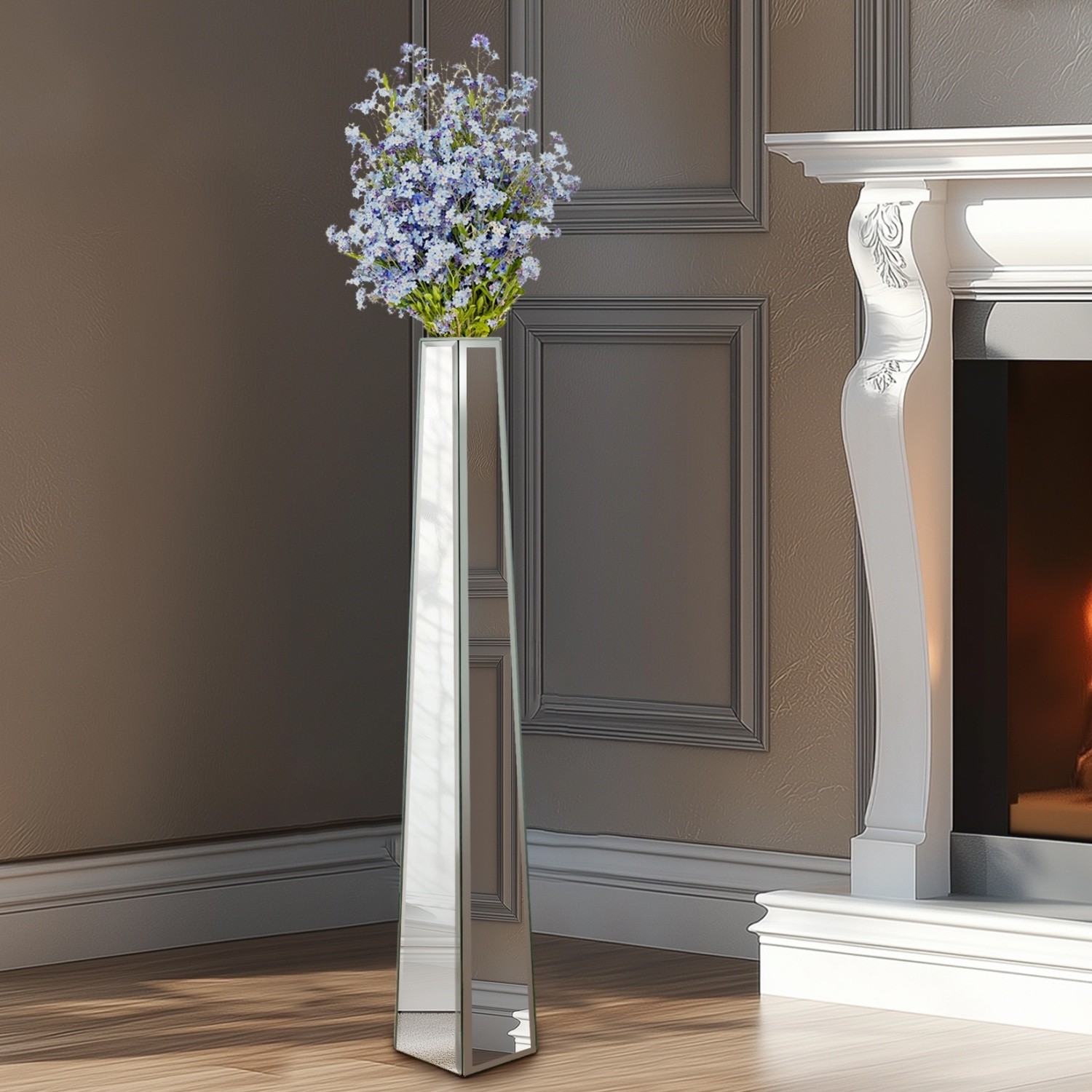 Modern Decorative Vase Silver Flower Vase for Home Decor Centerpiece Living Room