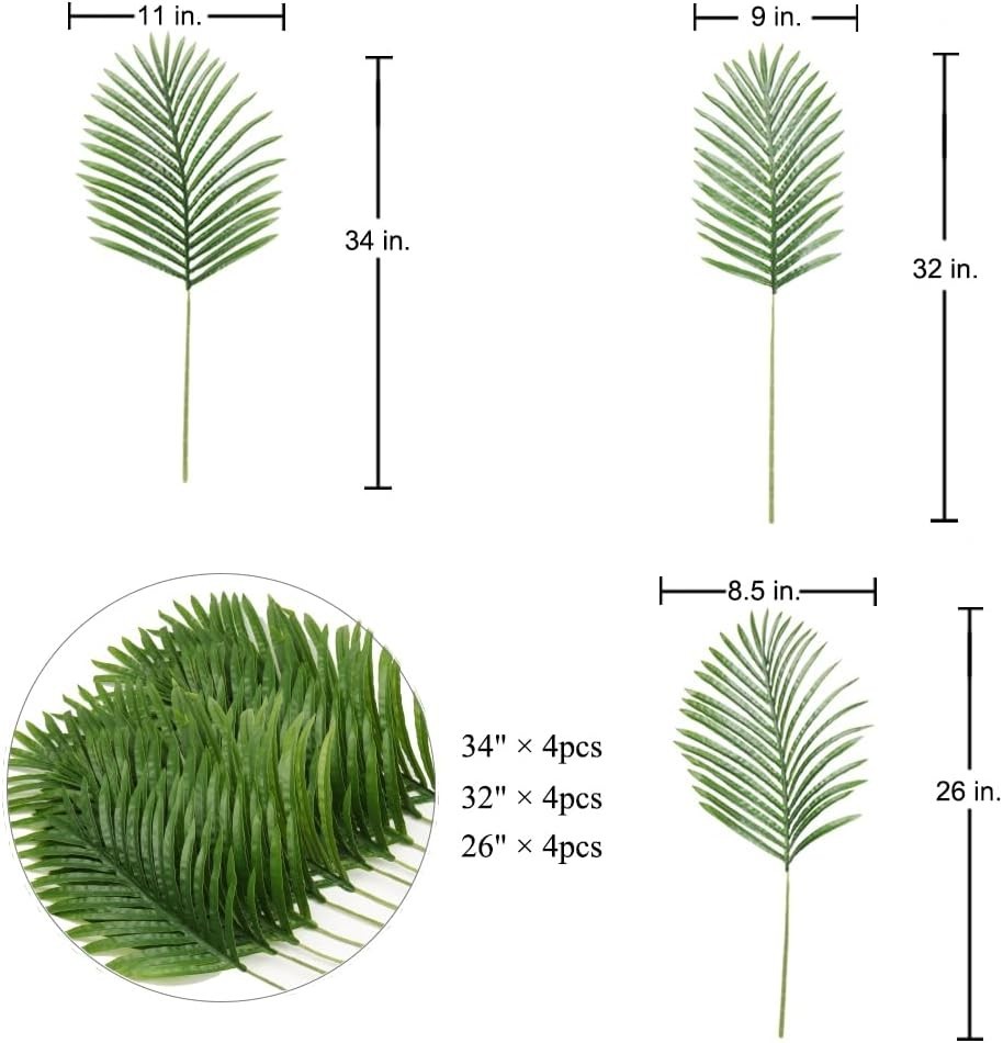 Vibrant 12 pc Set of Bendable Artificial Palm Leaves – Perfect for Decorating