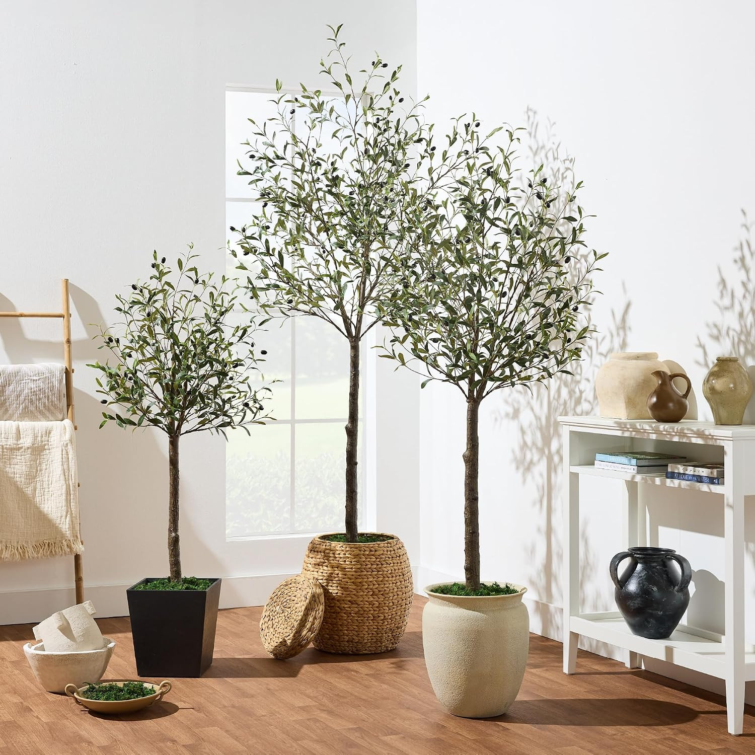 5Ft Artificial Olive Tree, Lifelike Faux Tree W/Planter Pot, Indoor Home Office