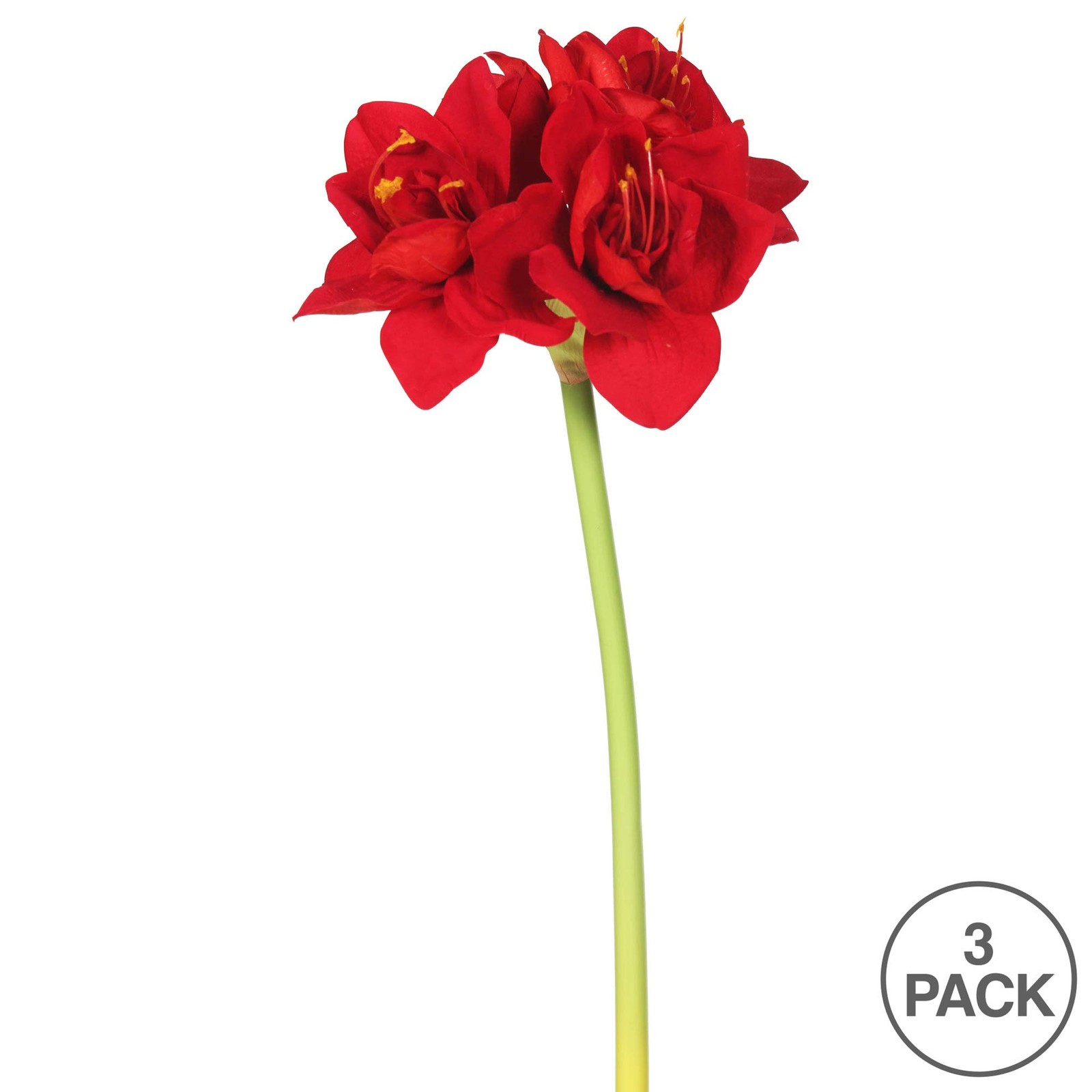 Vickerman 28″ Plastic Artificial Single Amaryllis Stem in Red Velvet (Set of 3)