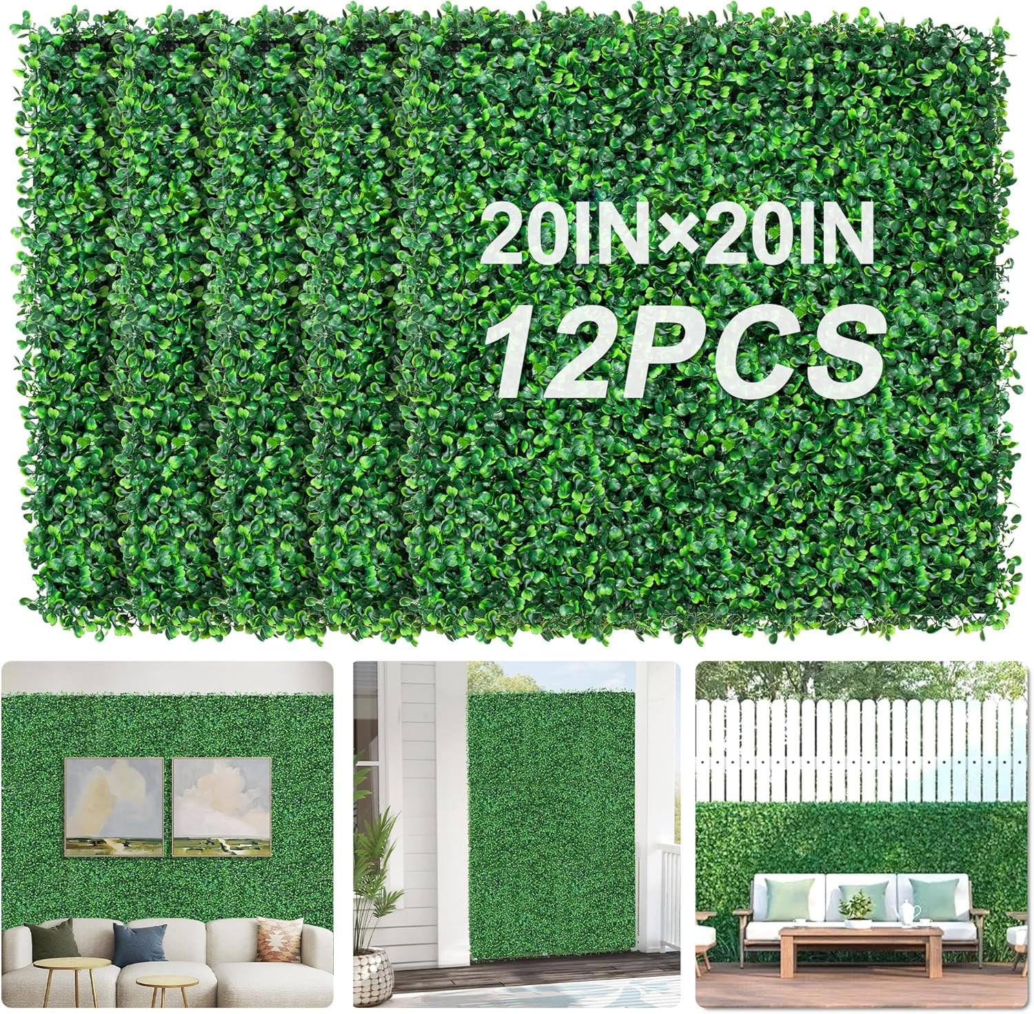 20″ x 20″ Grass Wall Panels (12 Pcs) – Artificial Greenery Decor for Home & Gard