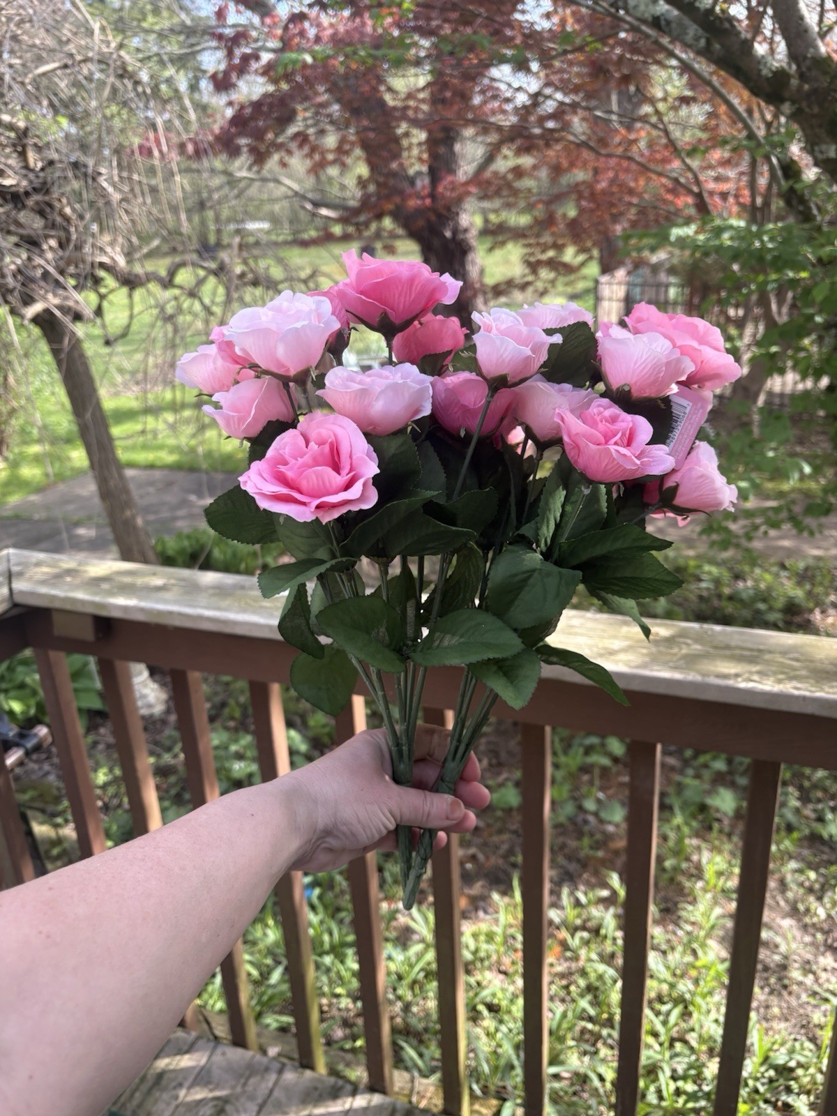 2 Hot Pink Fuchsia Roses Bush 19 Artificial Flowers Bendable 14” Silk Realistic